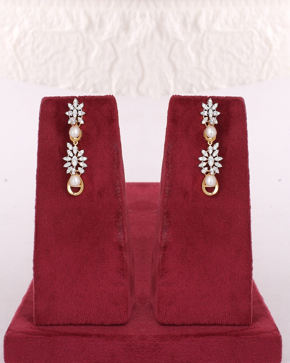 Cz Stone Studded Necklace Set With Real Pearl N Certificate(D.No ADPRLS3127)