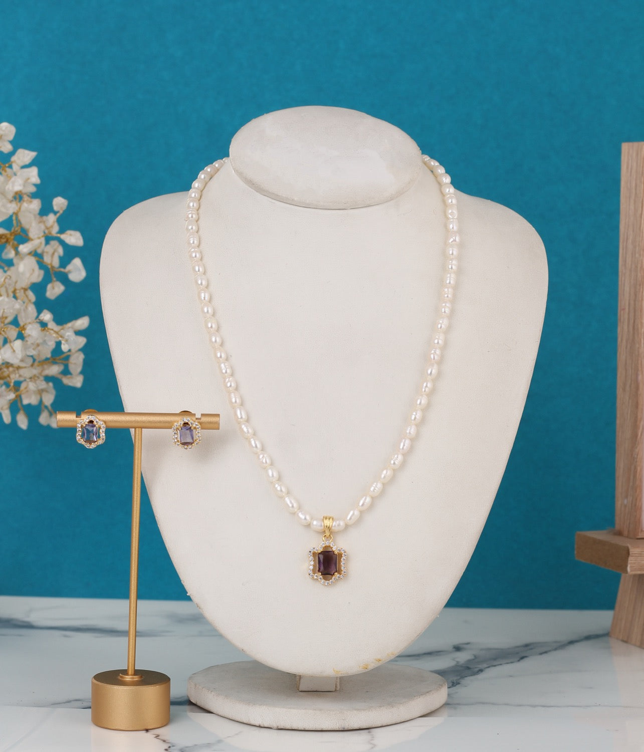 Authentic Natural Freshwater Single String Real Pearl Necklace Set With Certificate(D.No ADPRLS3131)