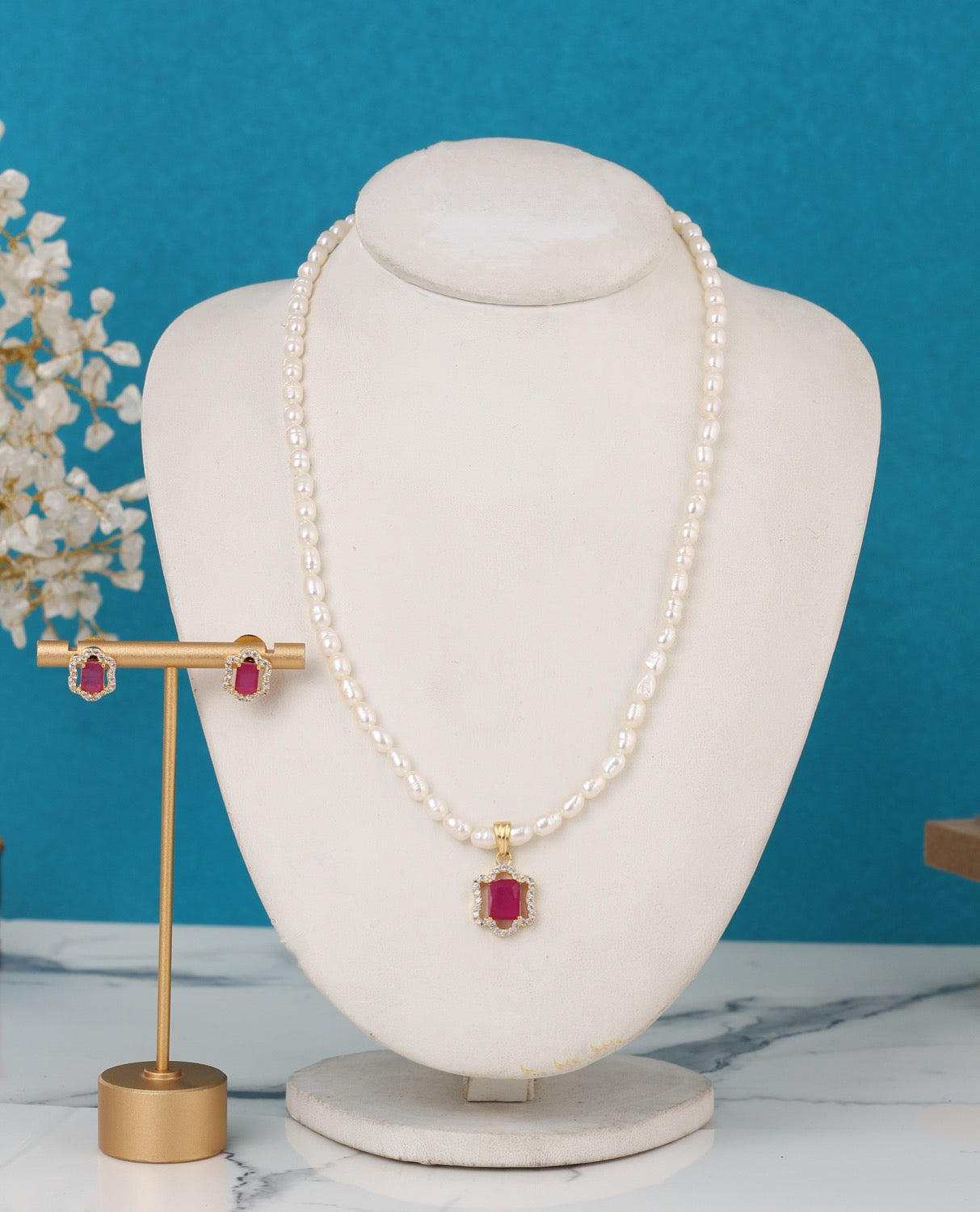 Authentic Natural Freshwater Single String Real Pearl Necklace Set With Certificate(D.No ADPRLS3134)
