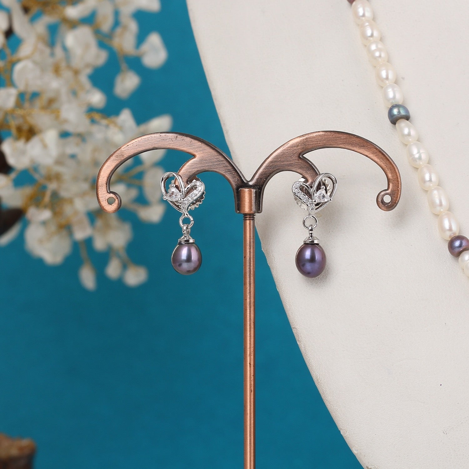 Authentic Natural Freshwater Single String Real Pearl Necklace Set With Certificate(D.No ADPRLS3137)