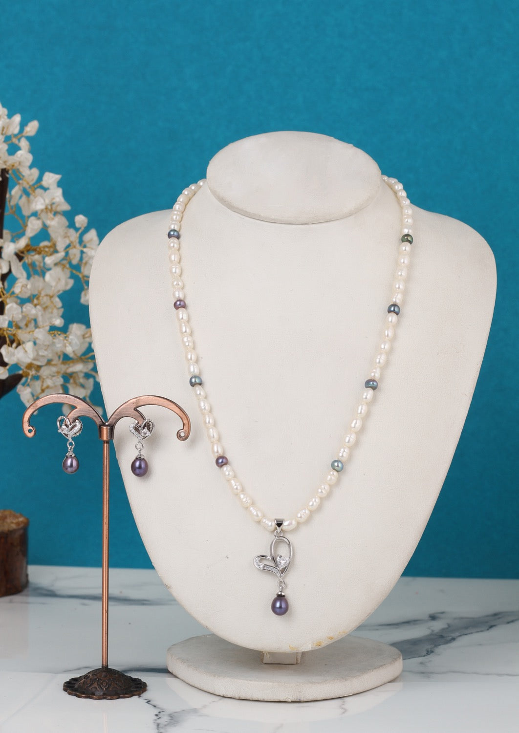 Authentic Natural Freshwater Single String Real Pearl Necklace Set With Certificate(D.No ADPRLS3137)