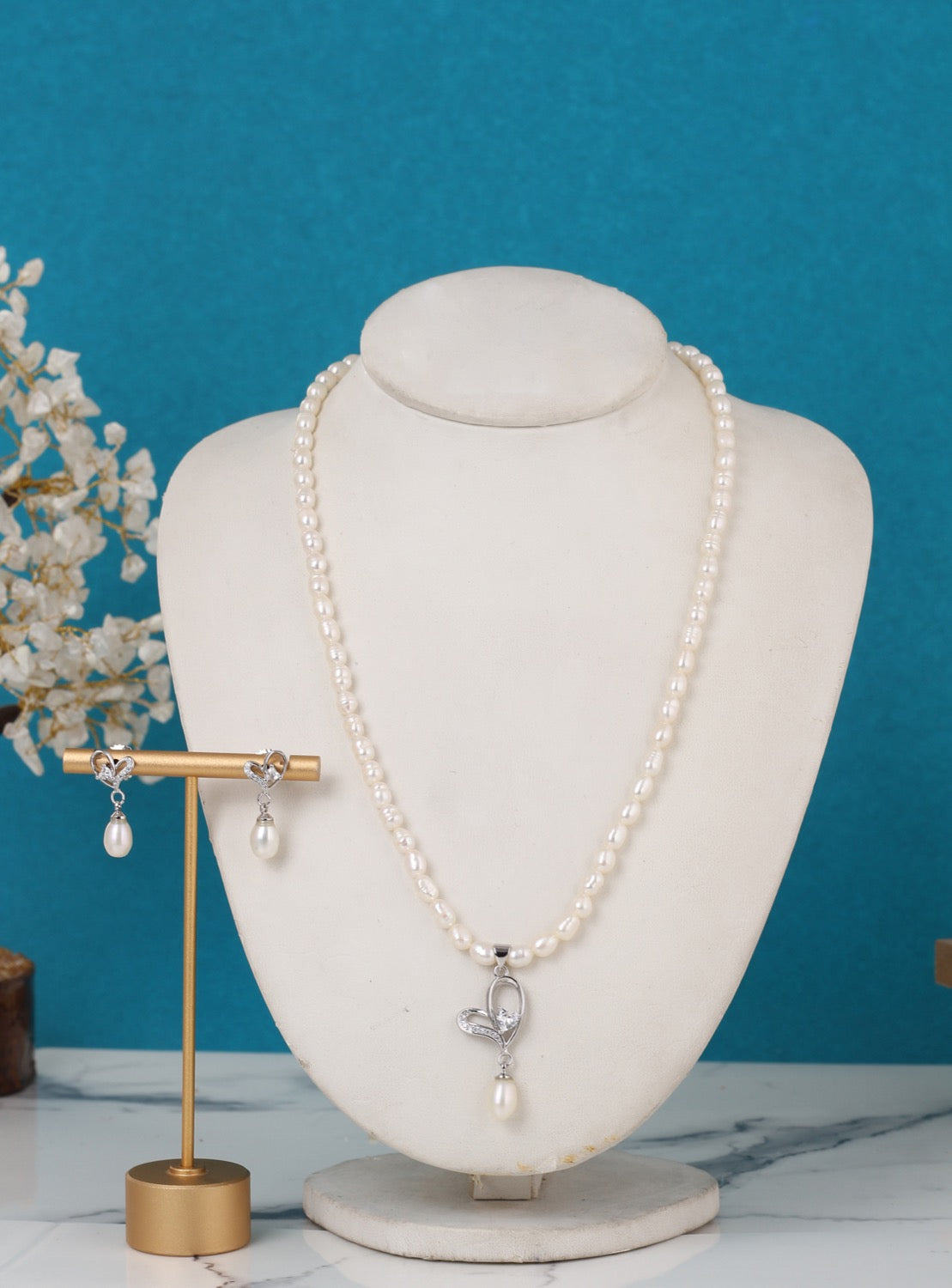 Authentic Natural Freshwater Single String Real Pearl Necklace Set With Certificate(D.No ADPRLS3138)