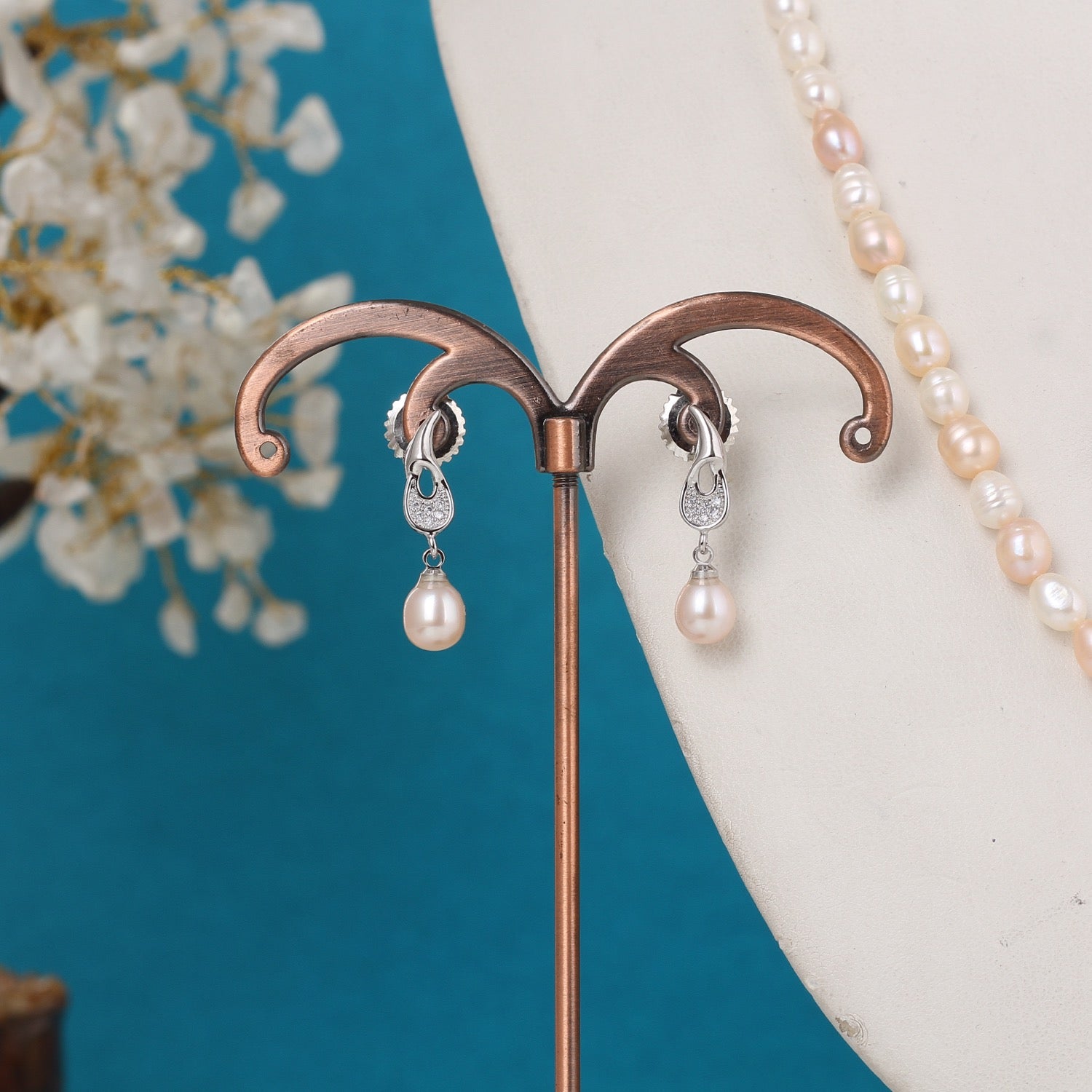 Authentic Natural Freshwater Single String Real Pearl Necklace Set With Certificate(D.No ADPRLS3139)