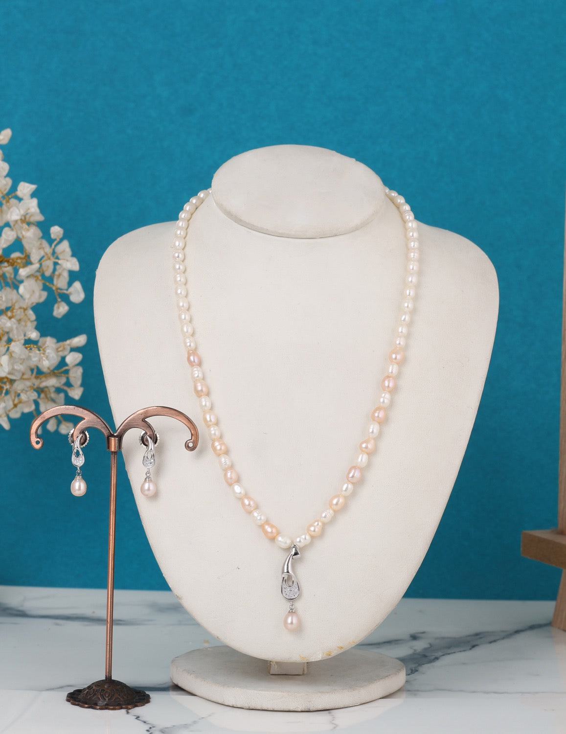 Authentic Natural Freshwater Single String Real Pearl Necklace Set With Certificate(D.No ADPRLS3139)