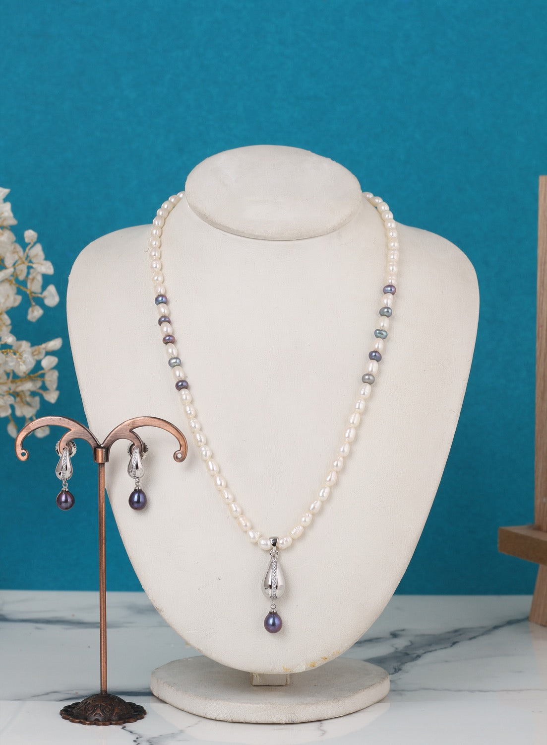 Authentic Natural Freshwater Single String Real Pearl Necklace Set With Certificate(D.No ADPRLS3143)