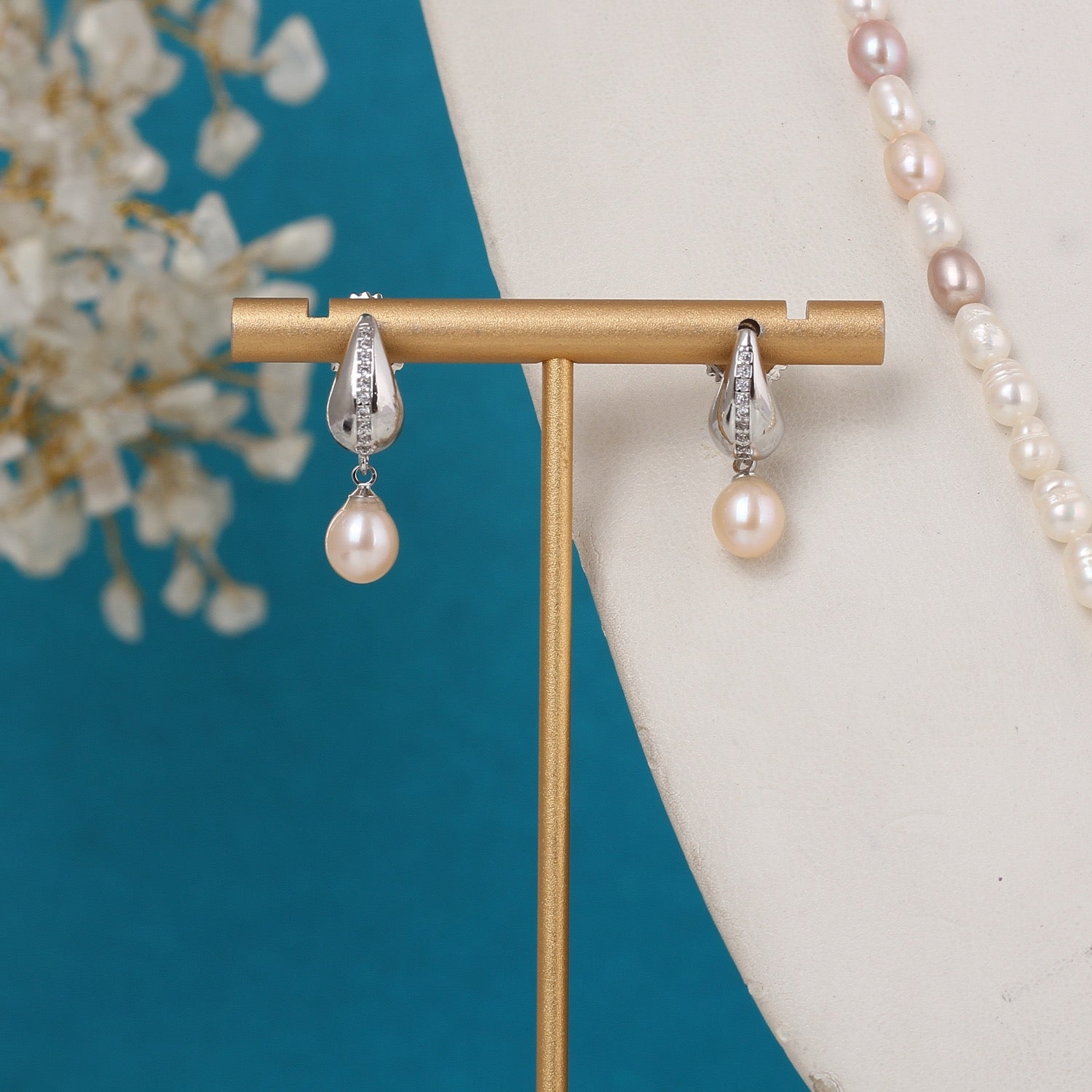 Authentic Natural Freshwater Single String Real Pearl Necklace Set With Certificate(D.No ADPRLS3144)
