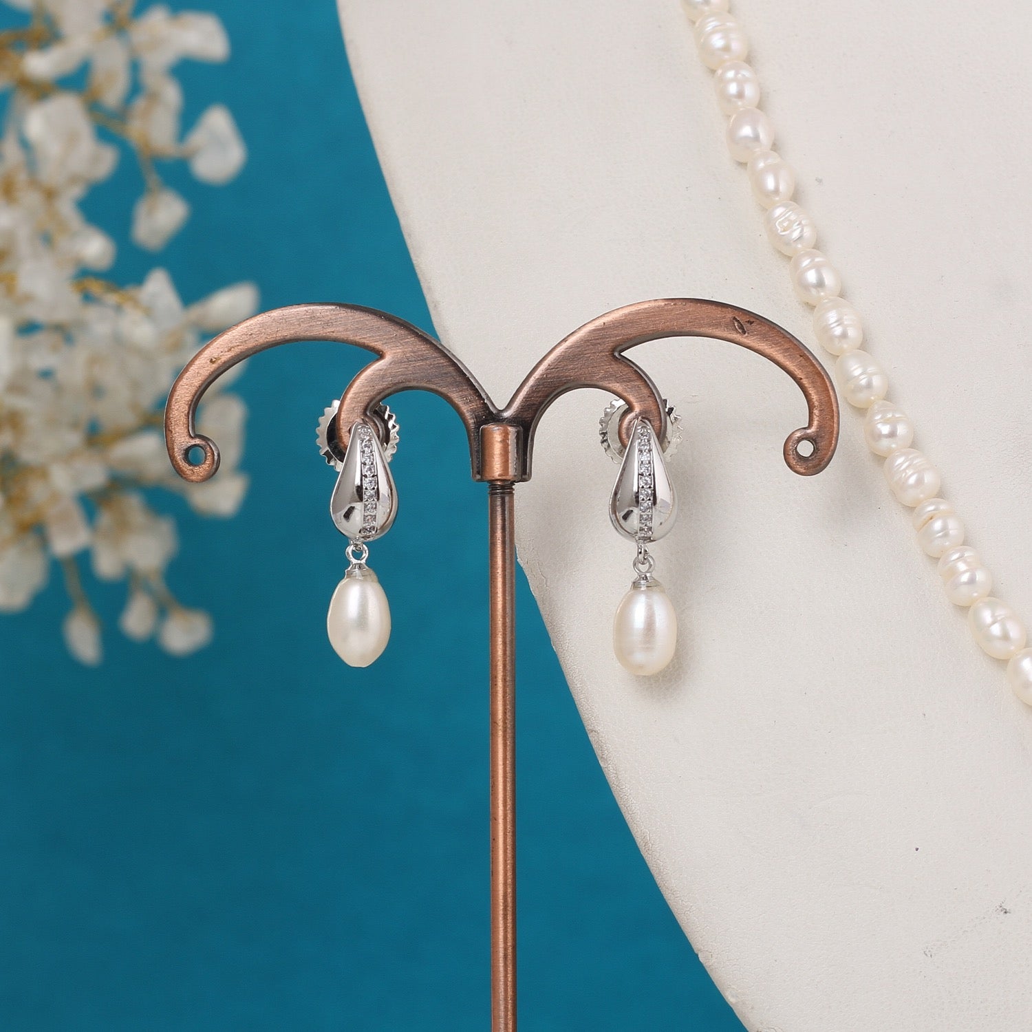 Authentic Natural Freshwater Single String Real Pearl Necklace Set With Certificate(D.No ADPRLS3145)