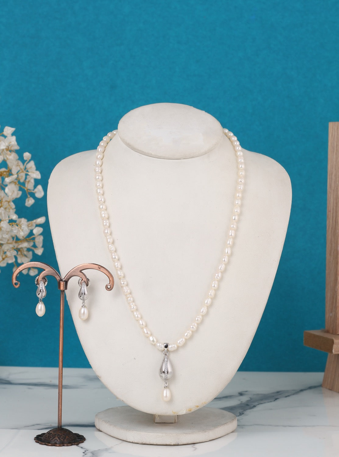 Authentic Natural Freshwater Single String Real Pearl Necklace Set With Certificate(D.No ADPRLS3145)