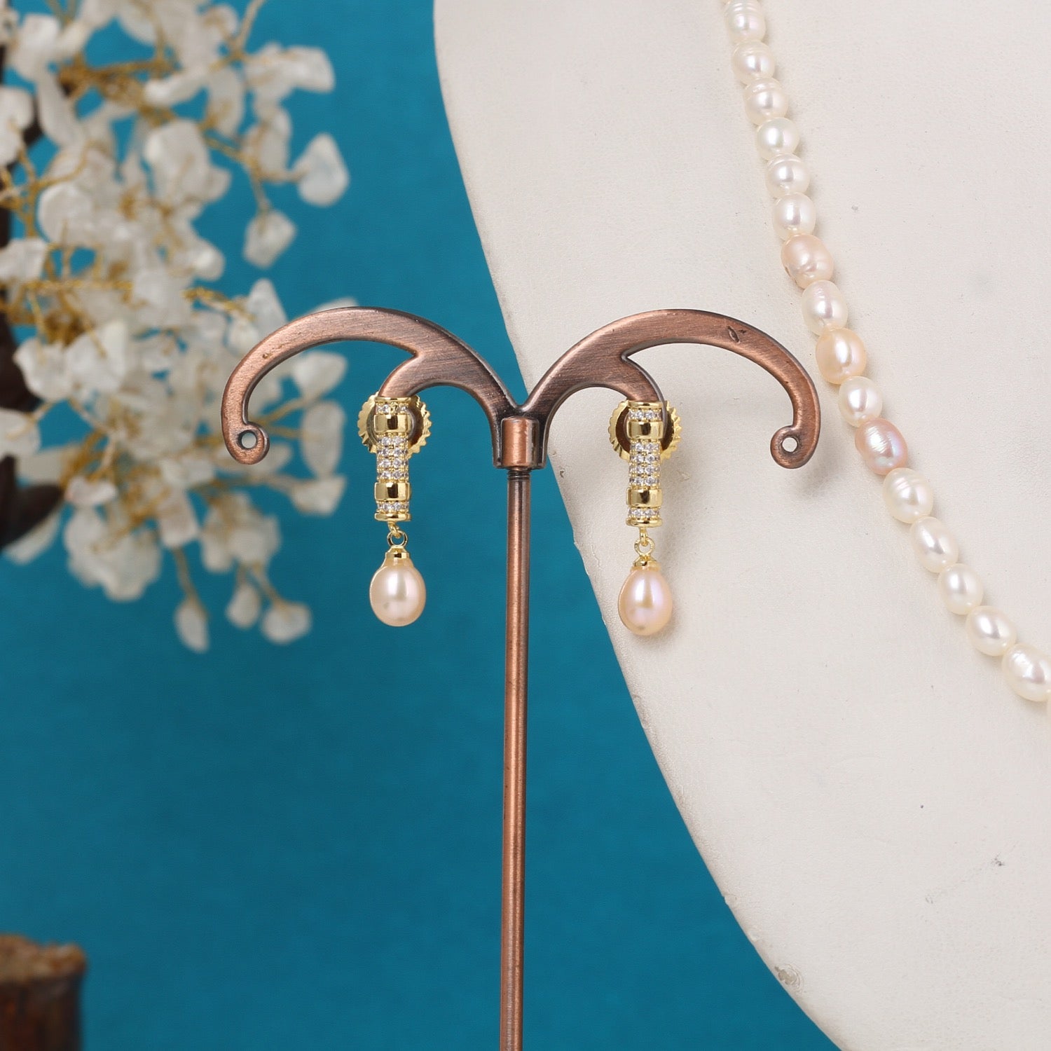 Authentic Natural Freshwater Single String Real Pearl Necklace Set With Certificate(D.No ADPRLS3147)