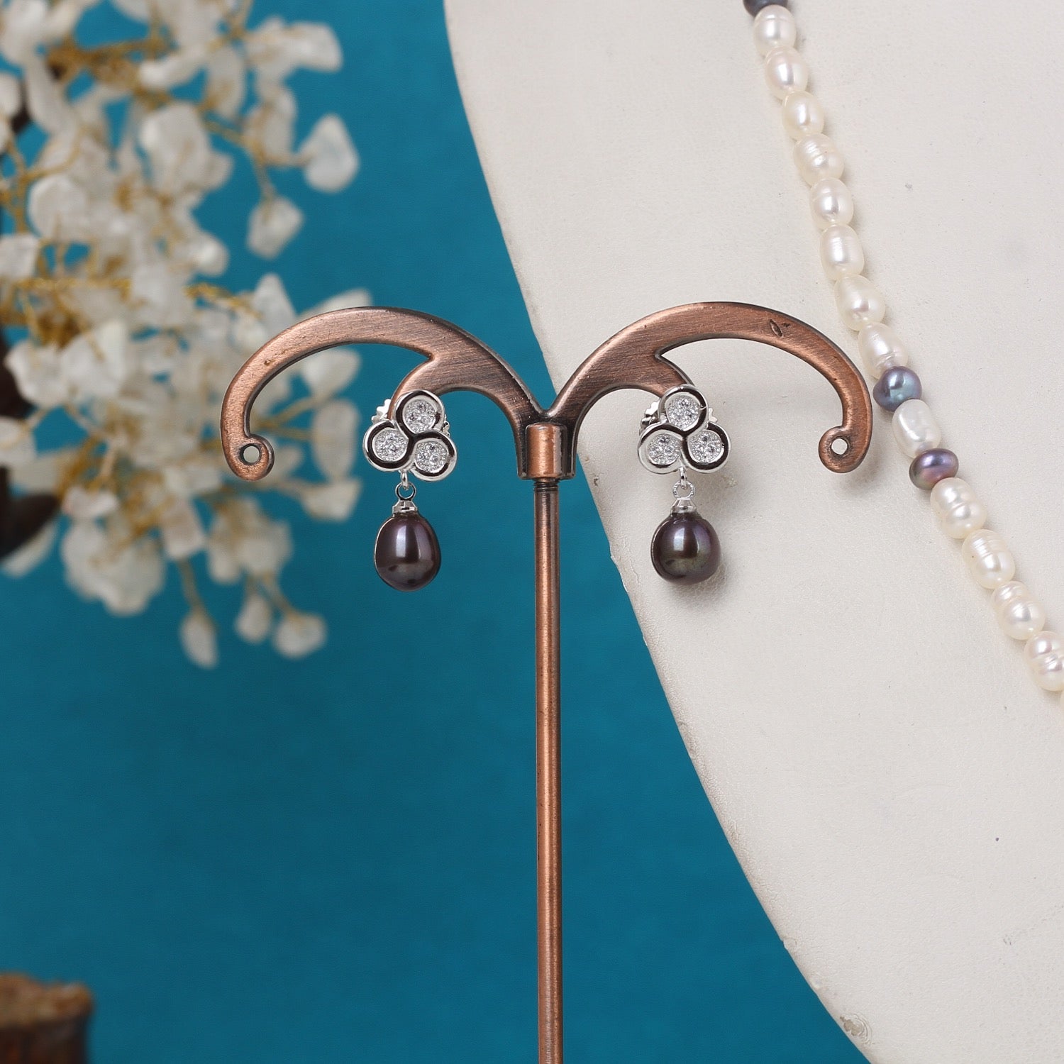 Authentic Natural Freshwater Single String Real Pearl Necklace Set With Certificate(D.No ADPRLS3149)