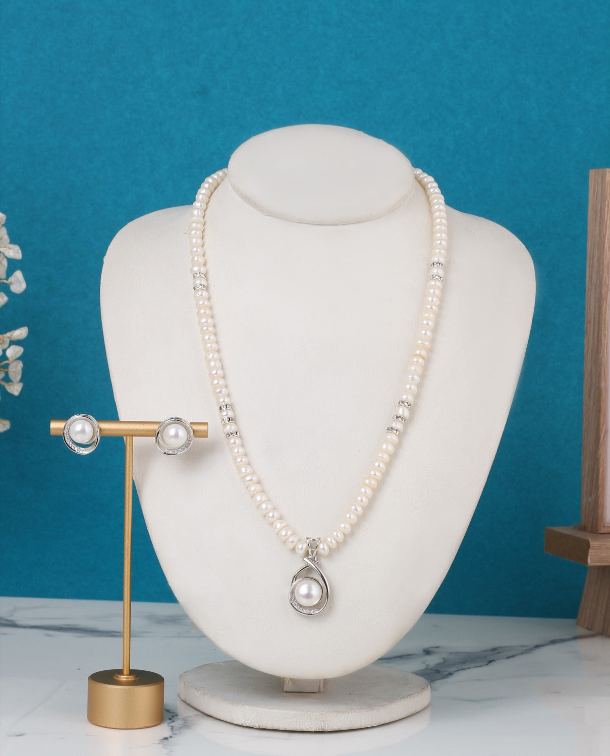Natural Freshwater Single String Real Pearl Necklace Set With Certificate(D.No ADPRLS3152)