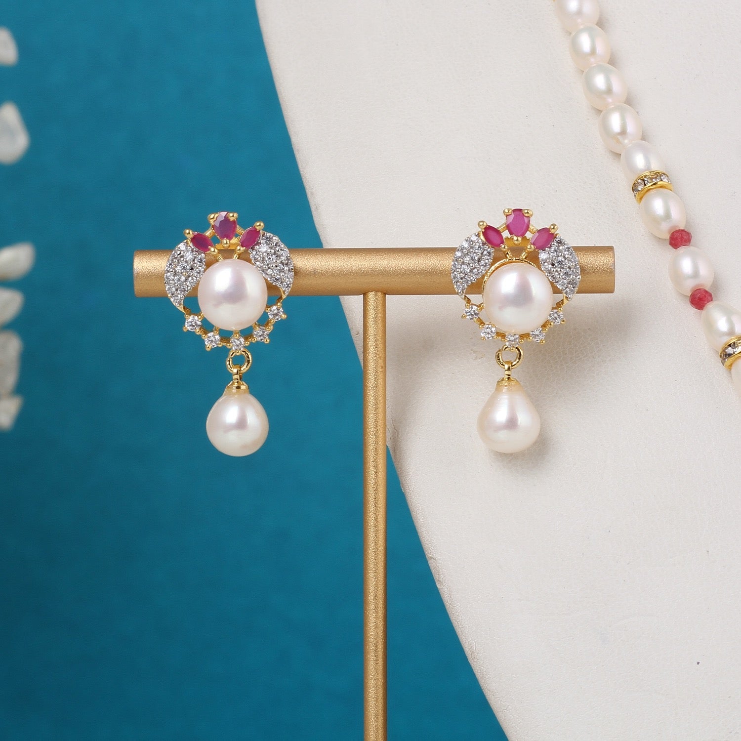 Real Natural Freshwater Single String Pearl Necklace Set With Certificate(D.No ADPRLS3154)