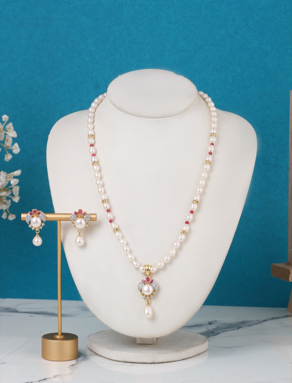 Real Natural Freshwater Single String Pearl Necklace Set With Certificate(D.No ADPRLS3154)