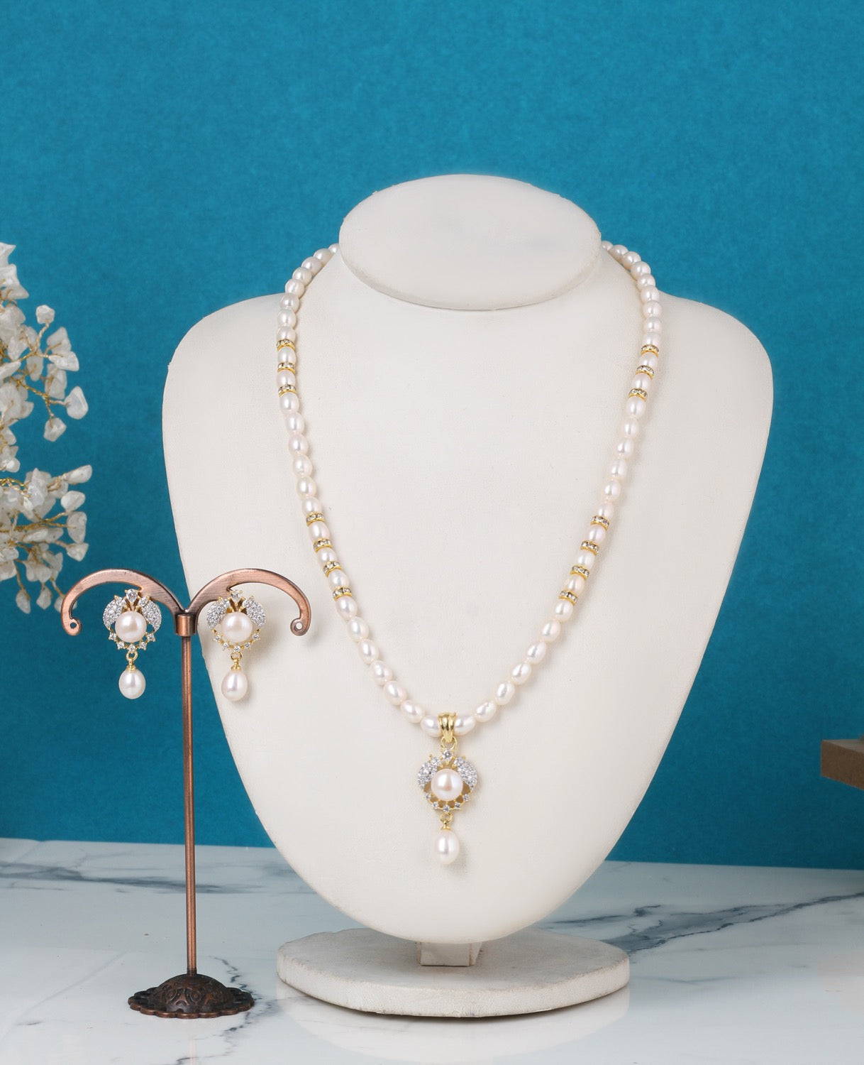 Real Natural Freshwater Single String Pearl Necklace Set With Certificate(D.No ADPRLS3155)
