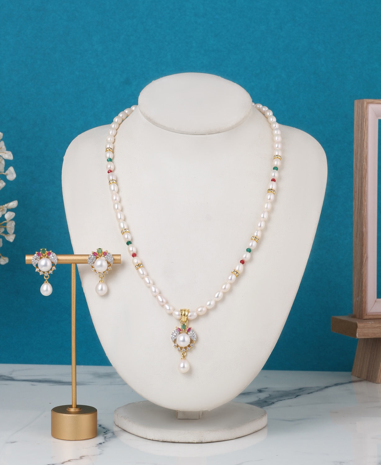 Real Natural Freshwater Single String Pearl Necklace Set With Certificate(D.No ADPRLS3156)