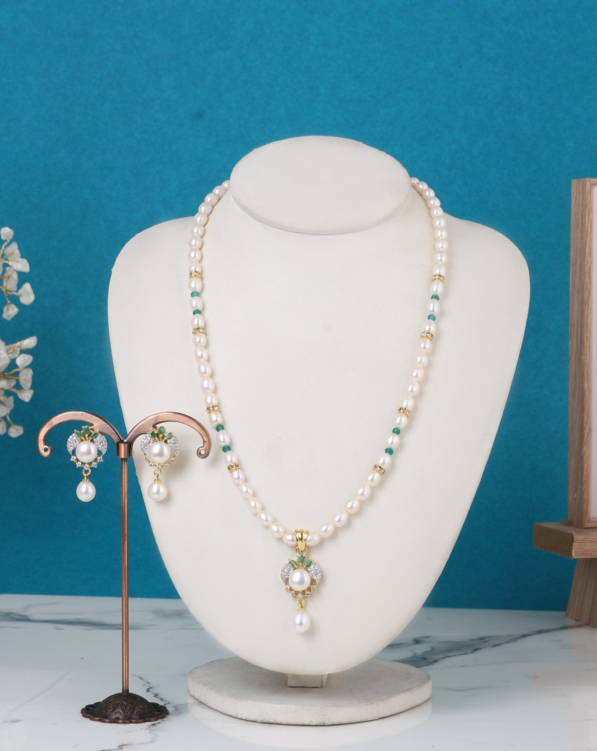 Real Natural Freshwater Single String Pearl Necklace Set With Certificate(D.No ADPRLS3157)