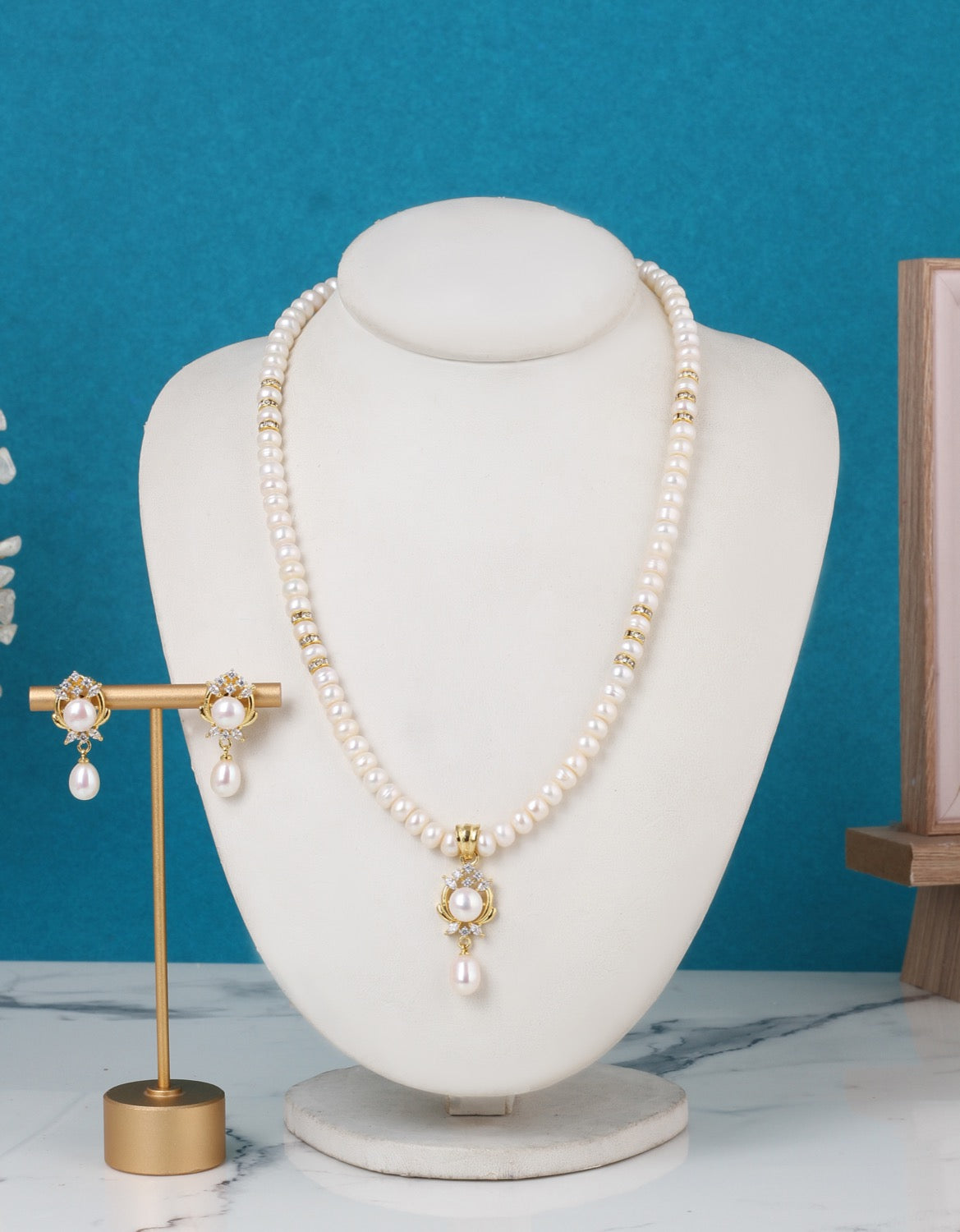 Real Natural Freshwater Single String Pearl Necklace Set With Certificate(D.No ADPRLS3158)