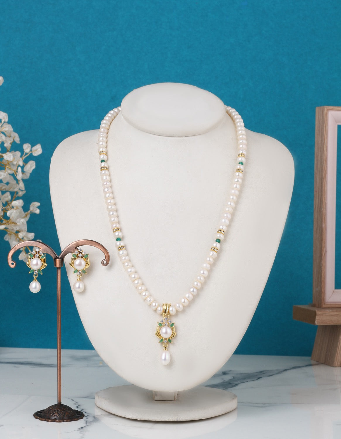 Real Natural Freshwater Single String Pearl Necklace Set With Certificate(D.No ADPRLS3160)