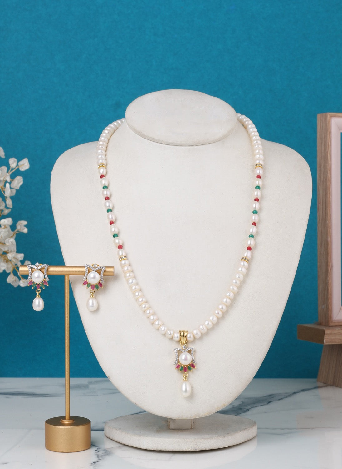 Real Natural Freshwater Single String Pearl Necklace Set With Certificate(D.No ADPRLS3163)