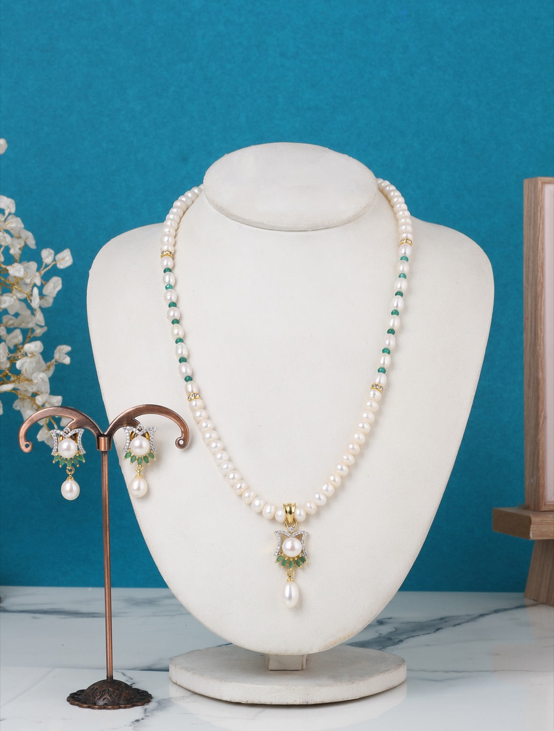 Real Natural Freshwater Single String Pearl Necklace Set With Certificate(D.No ADPRLS3164)