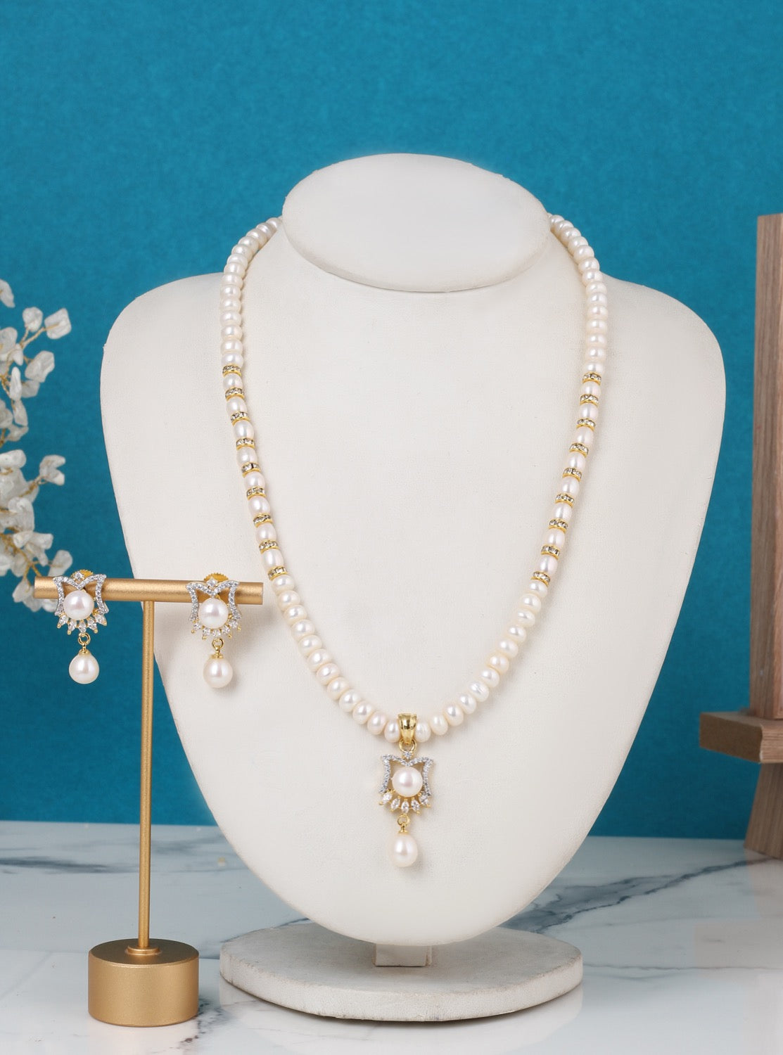 Real Natural Freshwater Single String Pearl Necklace Set With Certificate(D.No ADPRLS3165)