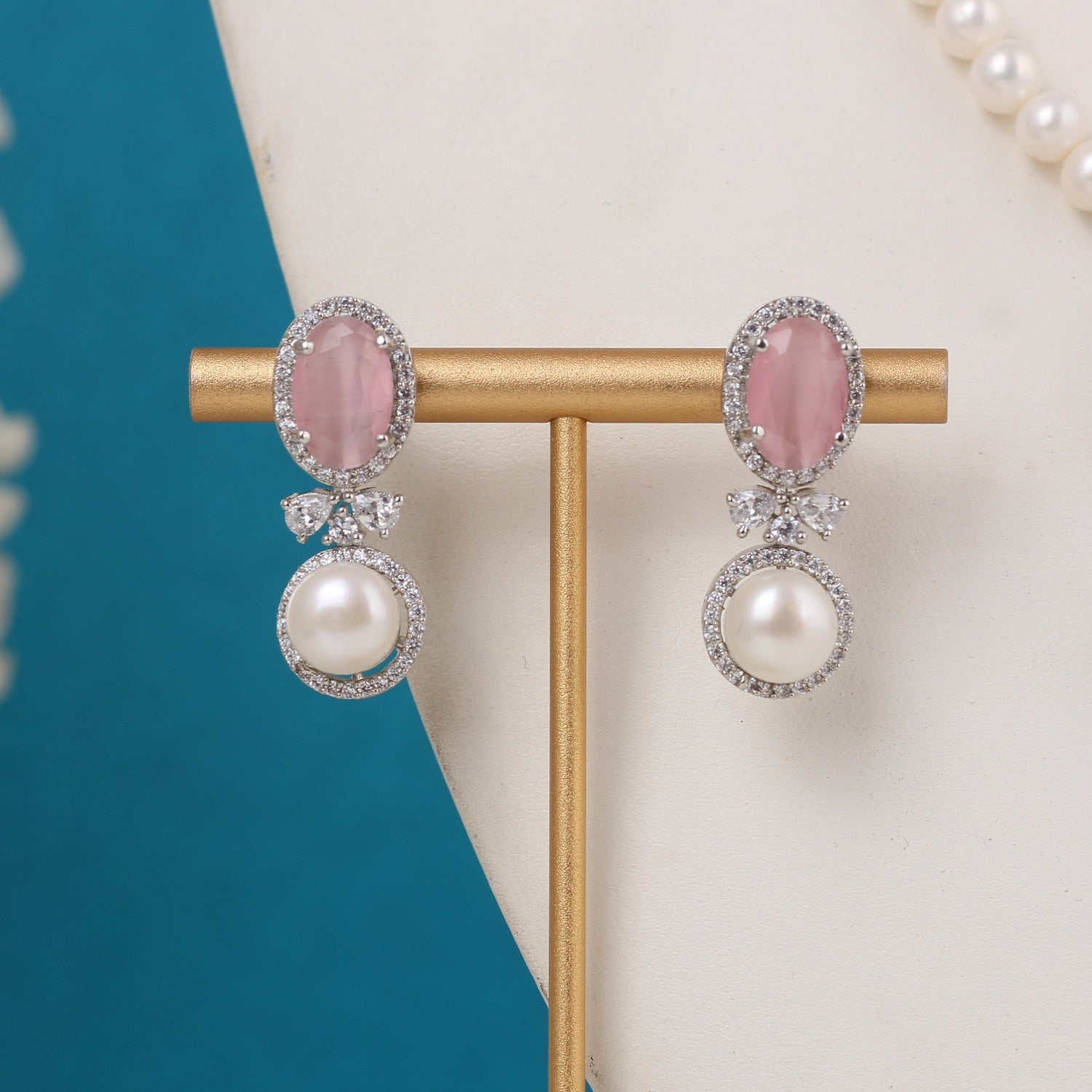 Single String Necklace Of Real Pearls Comes With CZ Pendant Set n Certificate(D.No ADPRLS3186)