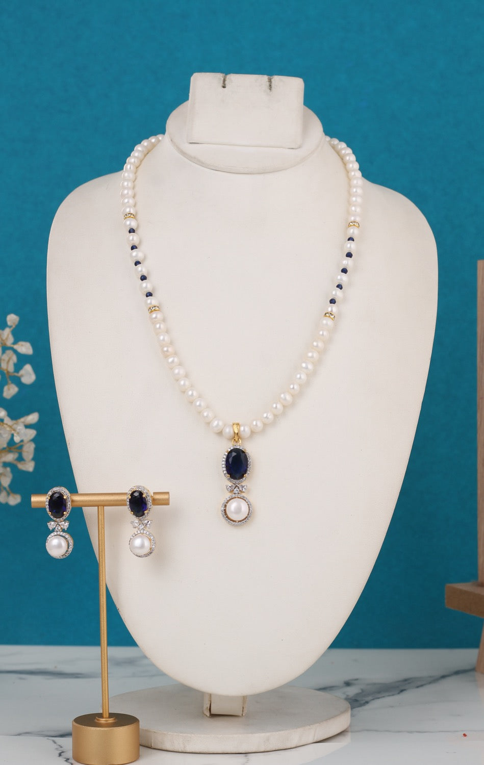 Single String Necklace Of Real Pearls Comes With CZ Pendant Set n Certificate(D.No ADPRLS3191)
