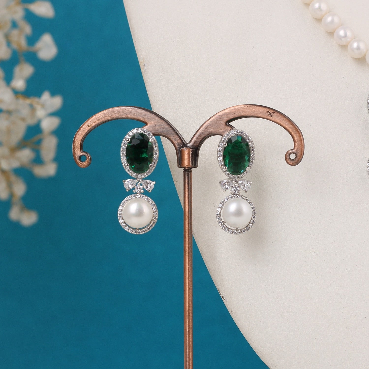 Single String Necklace Of Real Pearls Comes With CZ Pendant Set n Certificate(D.No ADPRLS3193)