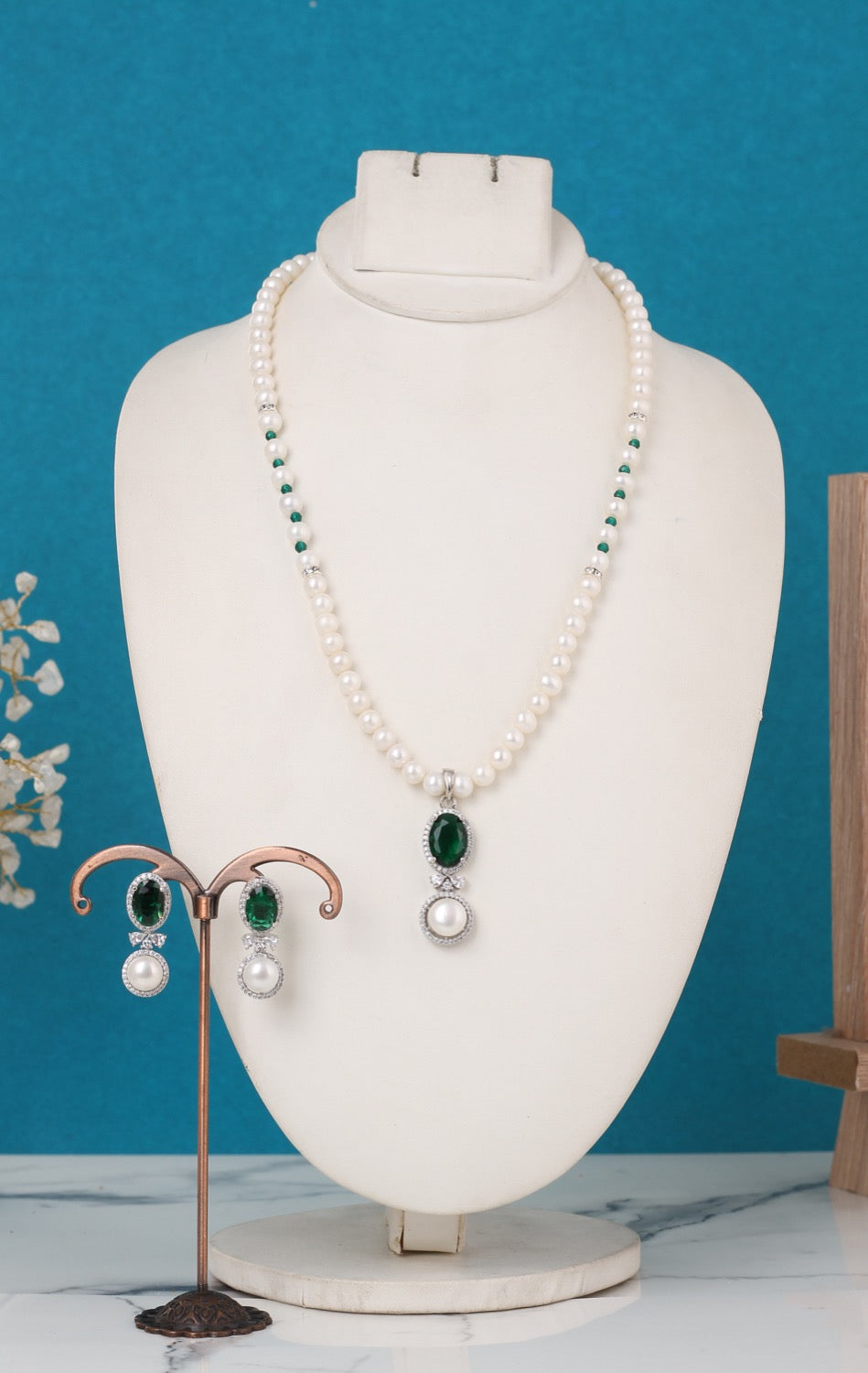 Single String Necklace Of Real Pearls Comes With CZ Pendant Set n Certificate(D.No ADPRLS3193)
