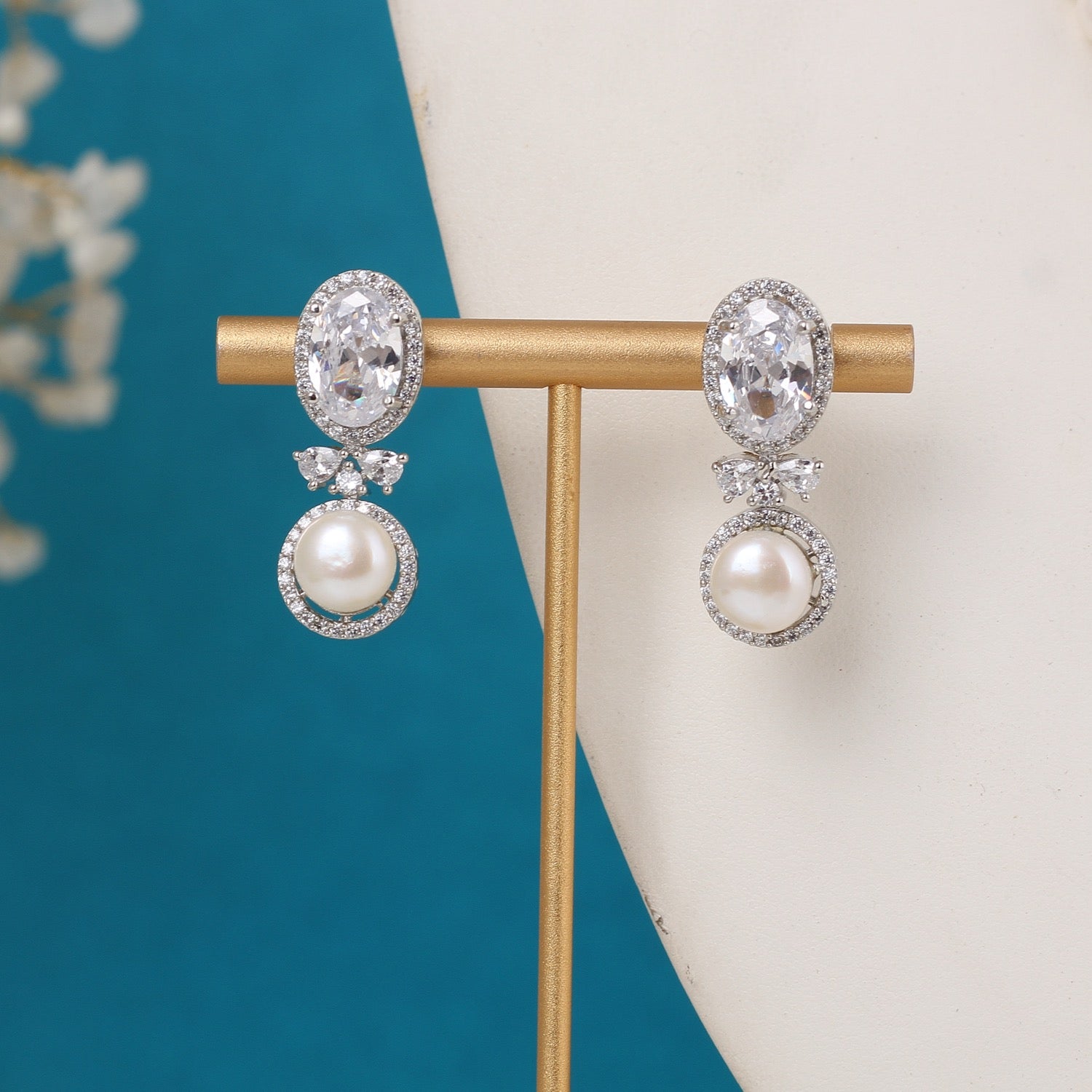 Single String Necklace Of Real Pearls Comes With CZ Pendant Set n Certificate(D.No ADPRLS3196)