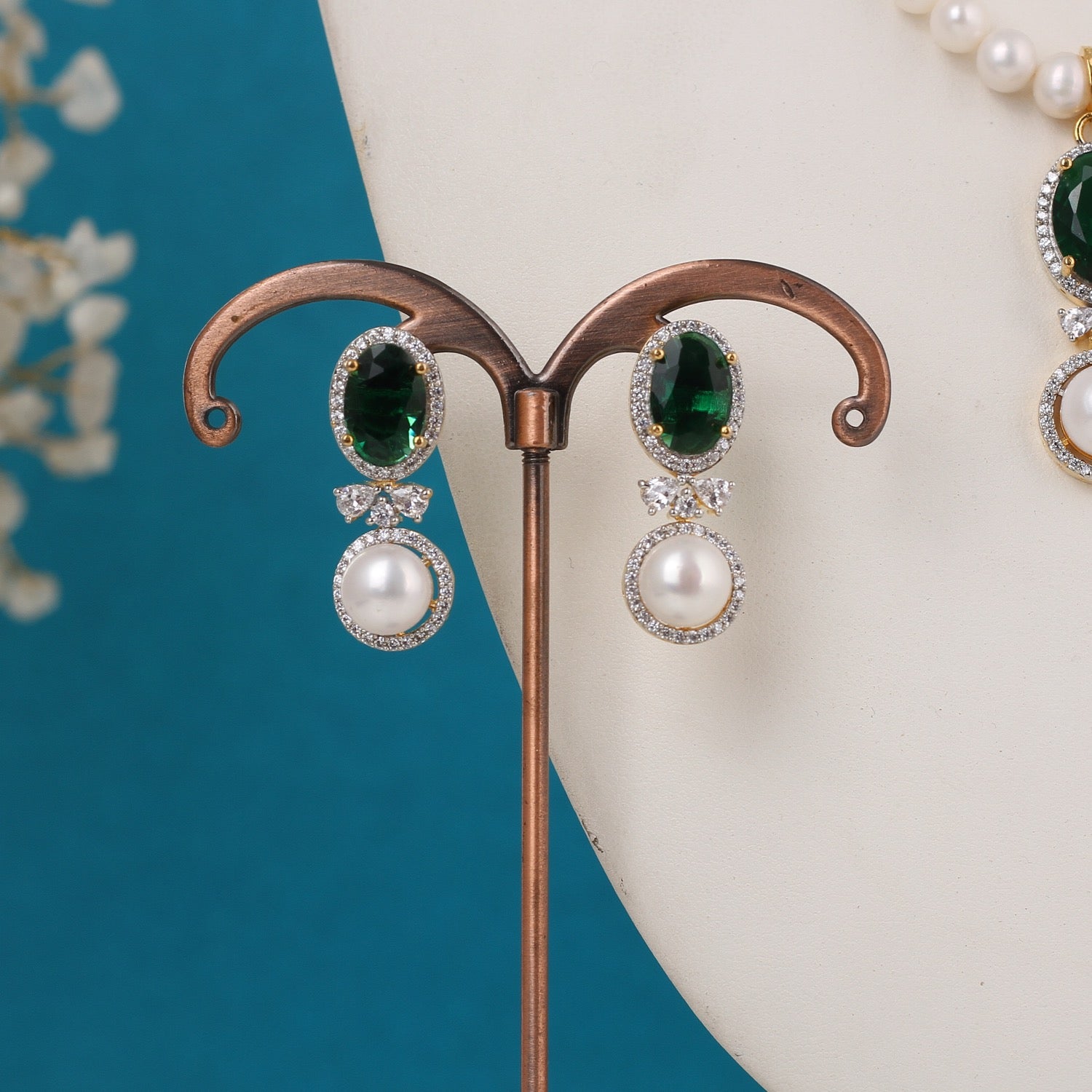 Single String Necklace Of Real Pearls Comes With CZ Pendant Set n Certificate(D.No ADPRLS3197)