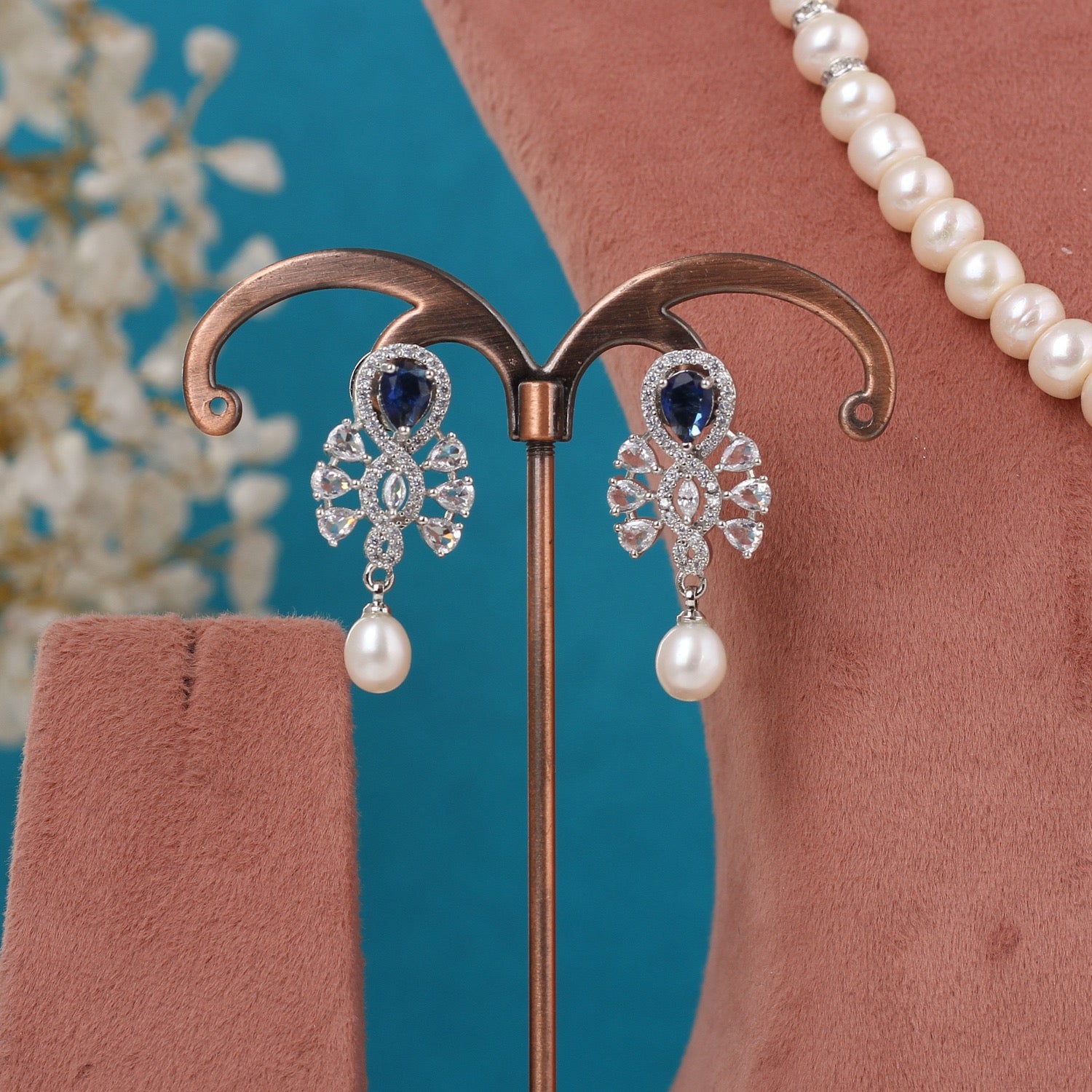 Single String Necklace Of Real Pearls Comes With CZ Pendant Set n Certificate(D.No ADPRLS3199)