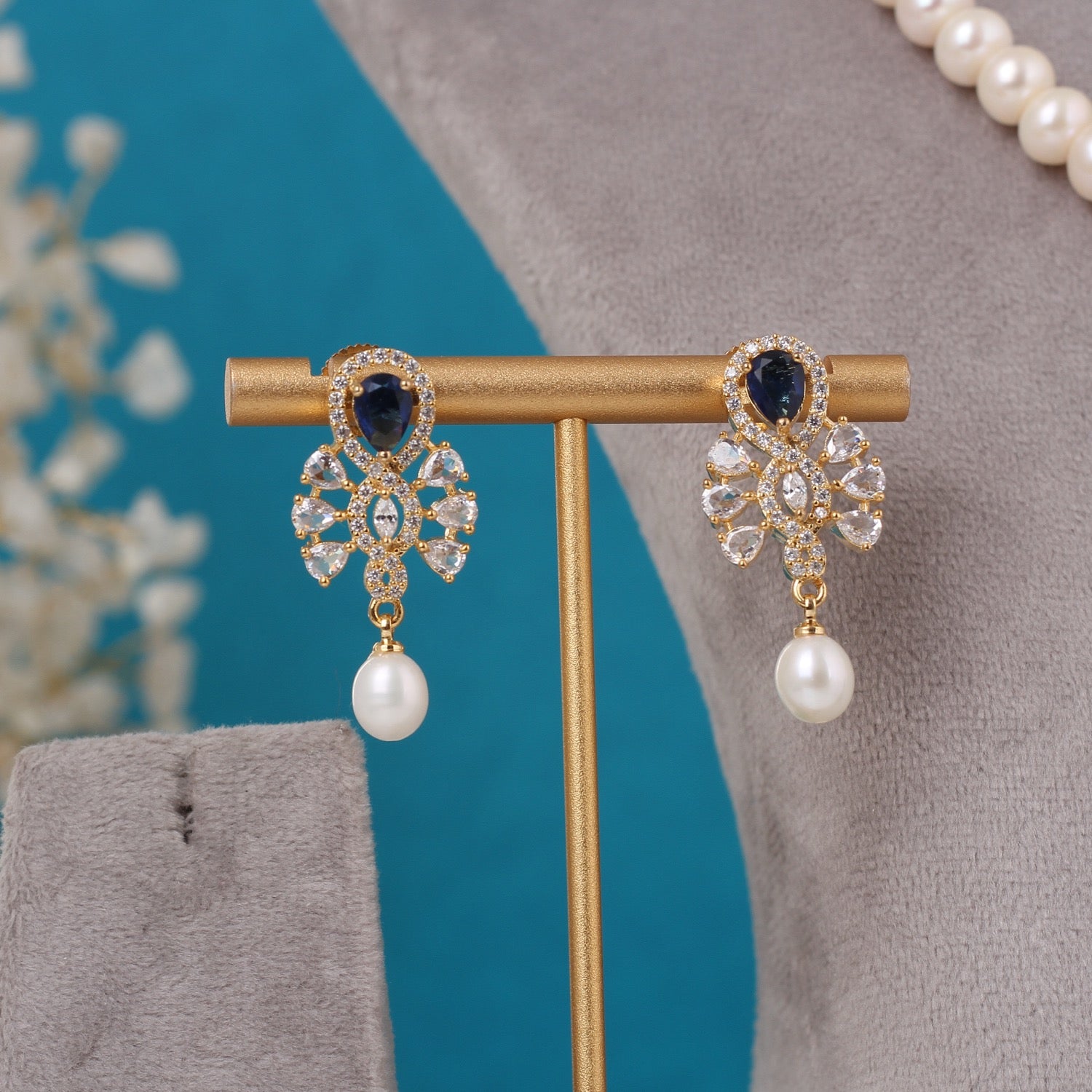 Single String Necklace Of Real Pearls Comes With CZ Pendant Set n Certificate(D.No ADPRLS3200)