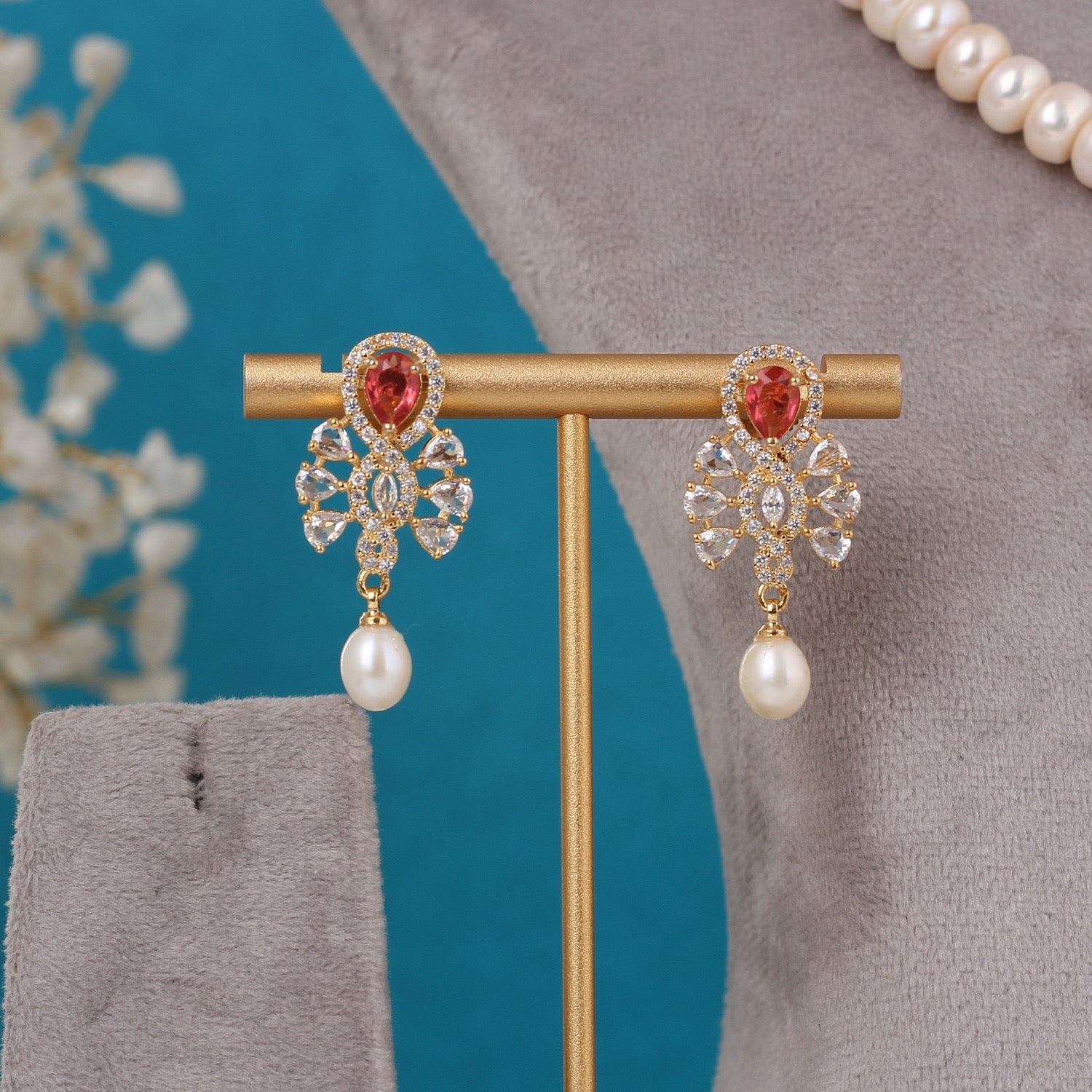 Single String Necklace Of Real Pearls Comes With CZ Pendant Set n Certificate(D.No ADPRLS3202)