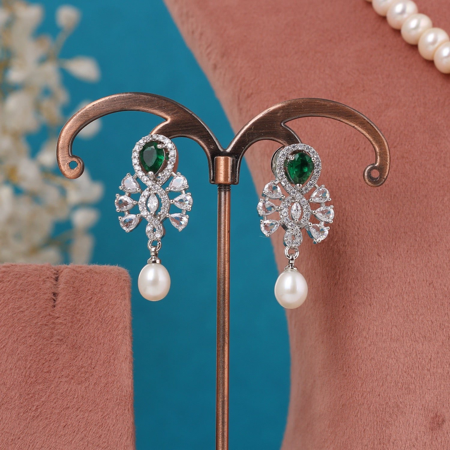 Single String Necklace Of Real Pearls Comes With CZ Pendant Set n Certificate(D.No ADPRLS3204)