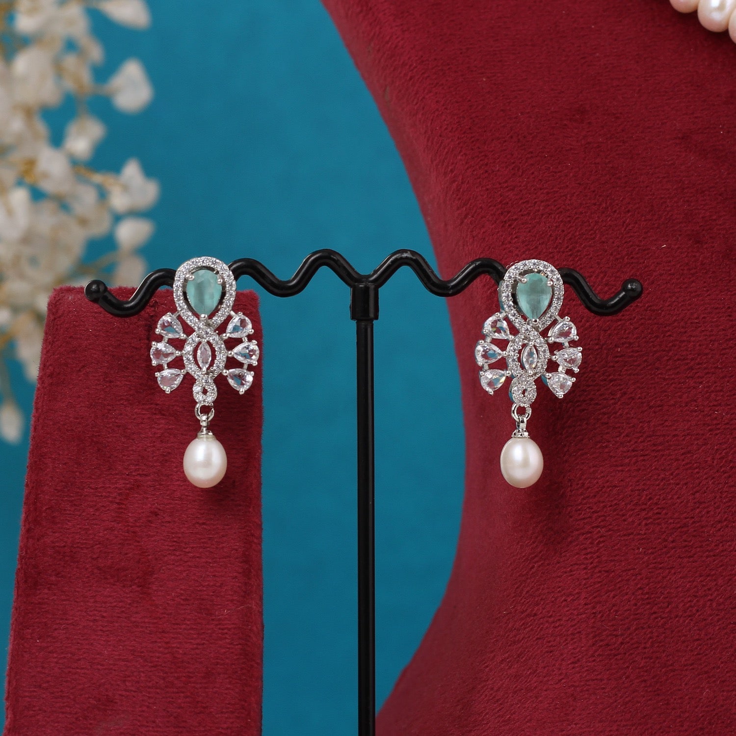 Single String Necklace Of Real Pearls Comes With CZ Pendant Set n Certificate(D.No ADPRLS3205)