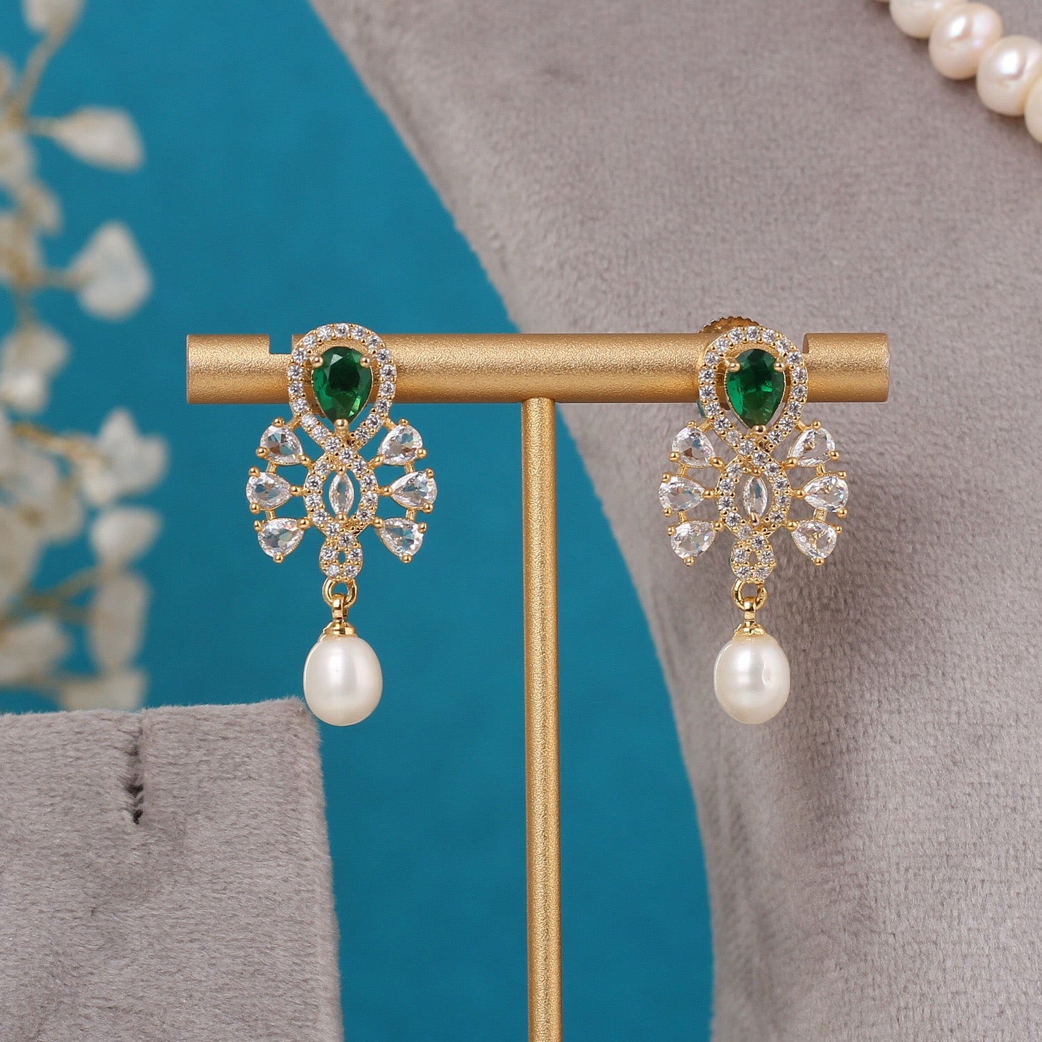 Single String Necklace Of Real Pearls Comes With CZ Pendant Set n Certificate(D.No ADPRLS3206)