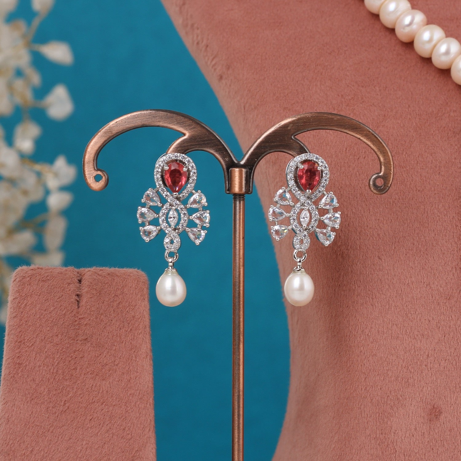 Single String Necklace Of Real Pearls Comes With CZ Pendant Set n Certificate(D.No ADPRLS3207)