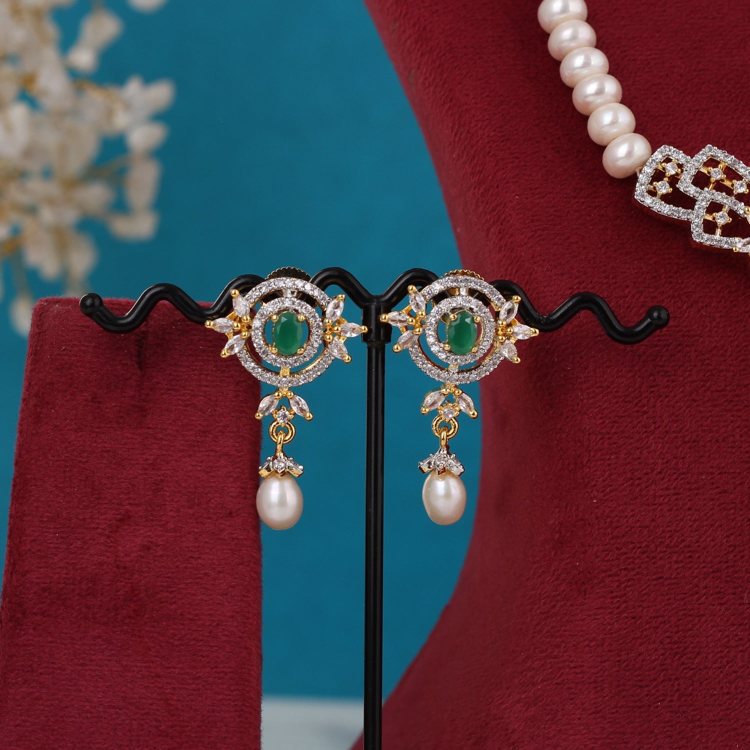 Single String Necklace Of Real Pearls Comes With CZ Pendant Set n Certificate(D.No ADPRLS3209)