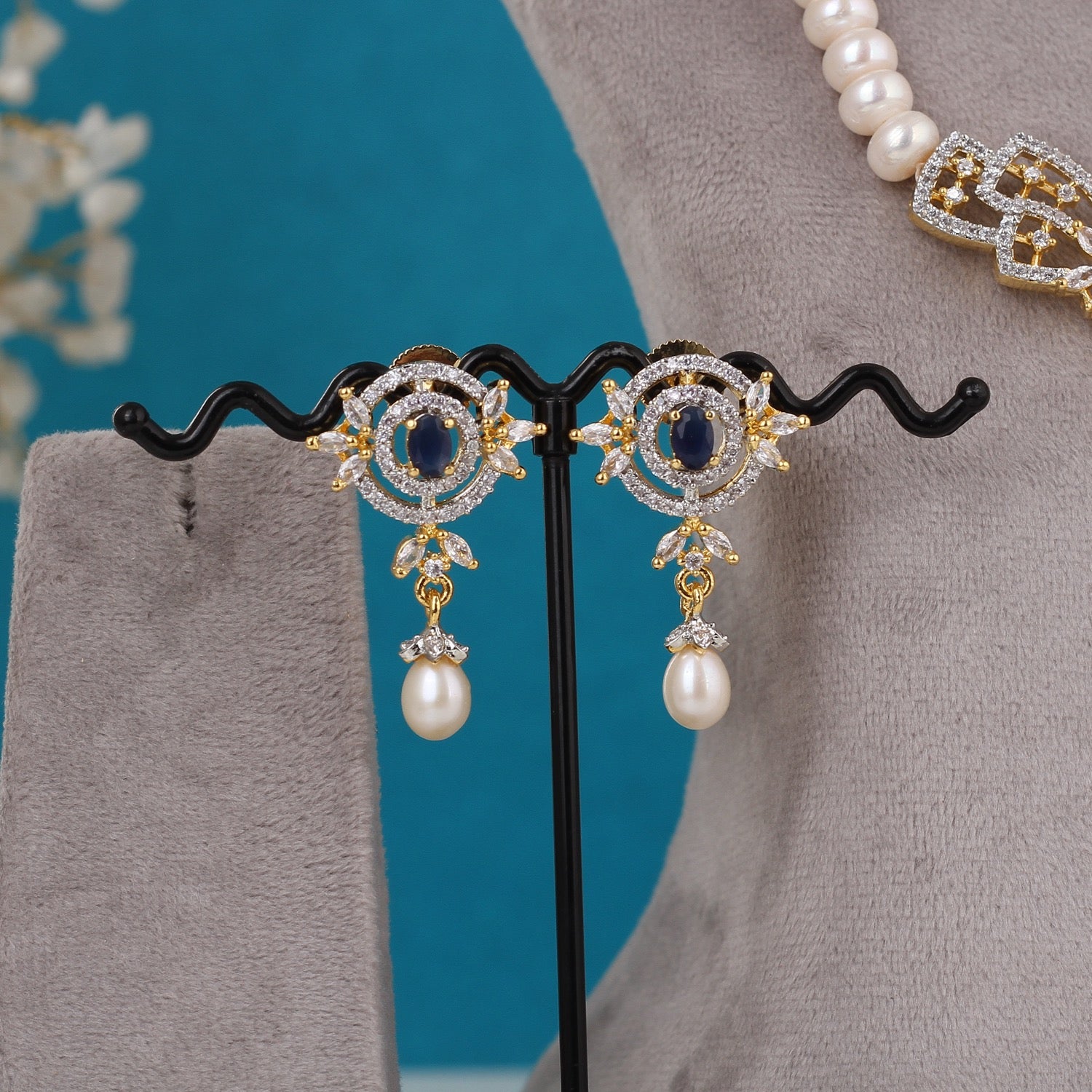 Single String Necklace Of Real Pearls Comes With CZ Pendant Set n Certificate(D.No ADPRLS3211)