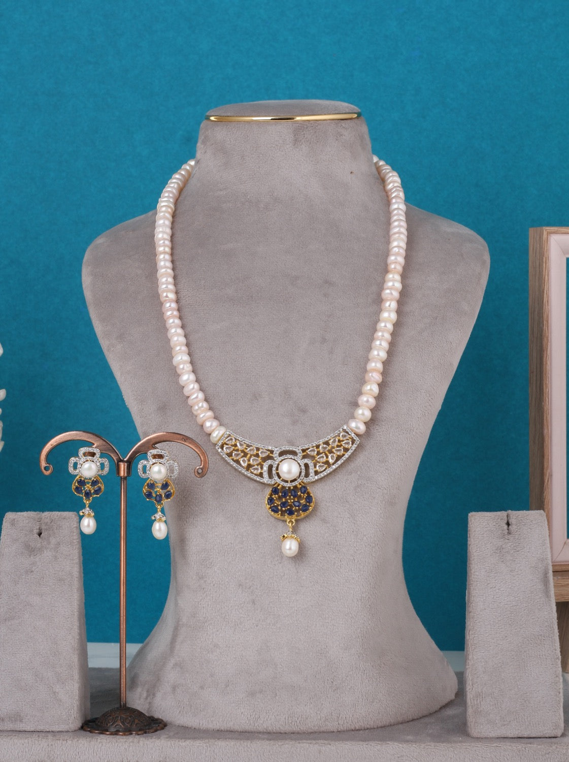 Real Pearls String Comes With CZ Pendant Set n Certificate(D.No ADPRLS3213)