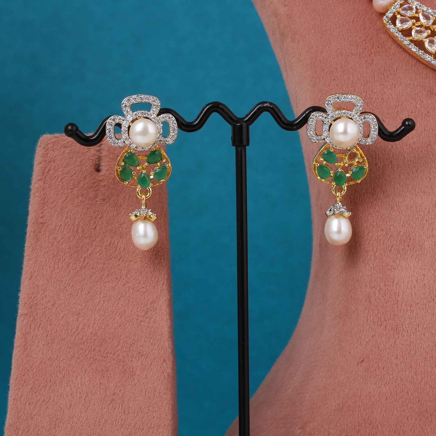 Real Pearls String Comes With CZ Pendant Set n Certificate(D.No ADPRLS3214)