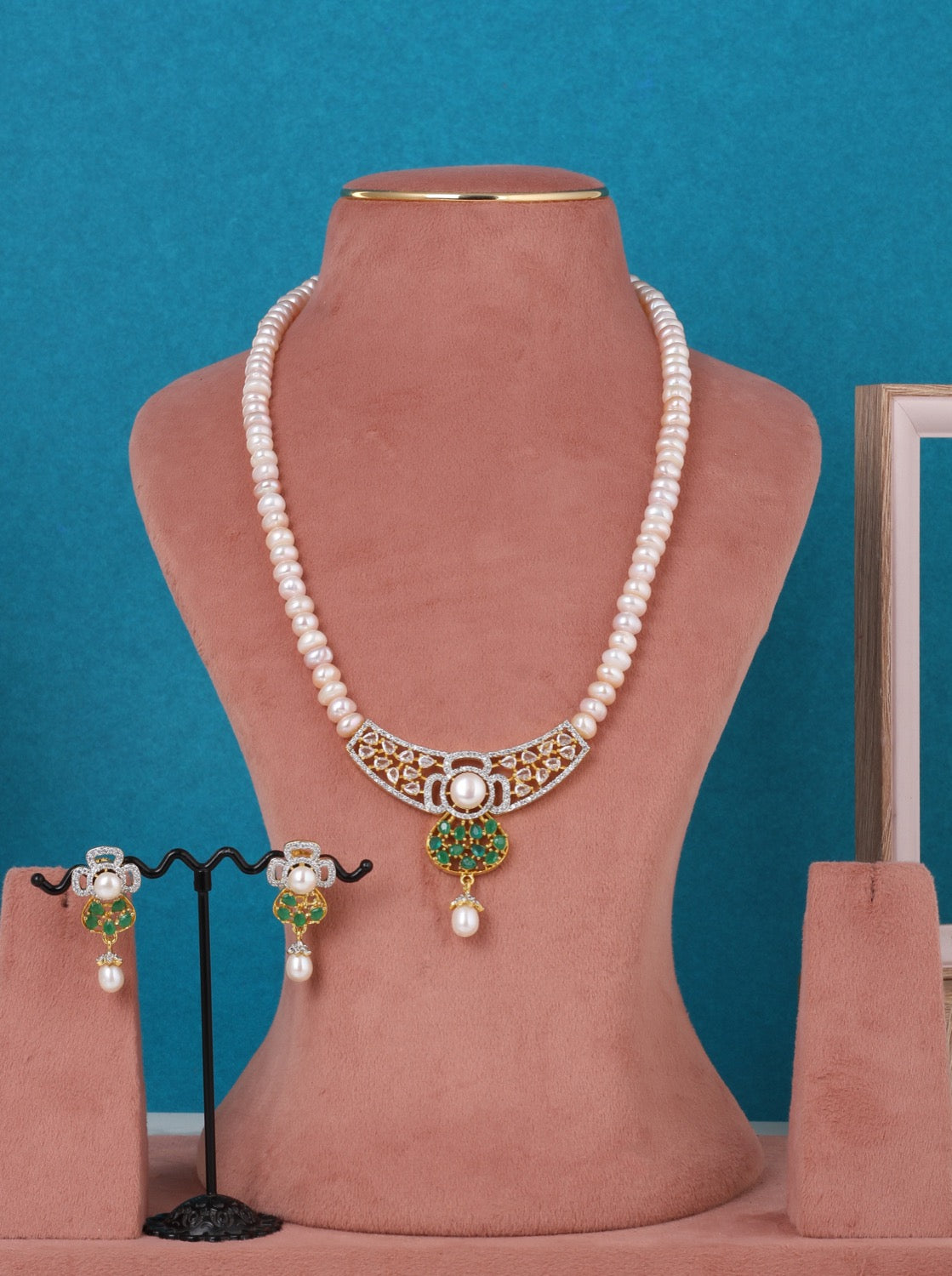 Real Pearls String Comes With CZ Pendant Set n Certificate(D.No ADPRLS3214)