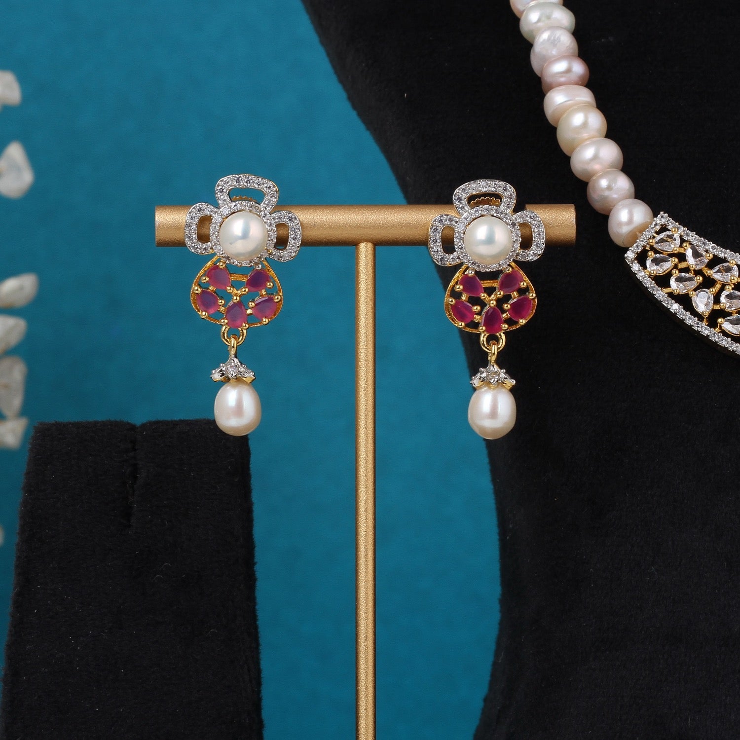 Real Pearls String Comes With CZ Pendant Set n Certificate(D.No ADPRLS3215)