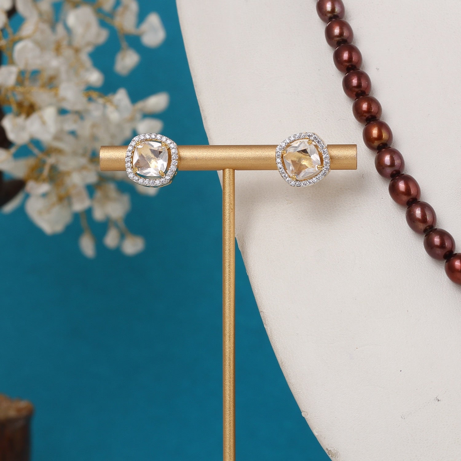 Real Pearls Coloured String Comes With Beautiful Small CZ Stone Pendant Set n Certificate(D.No ADPRLS3217)