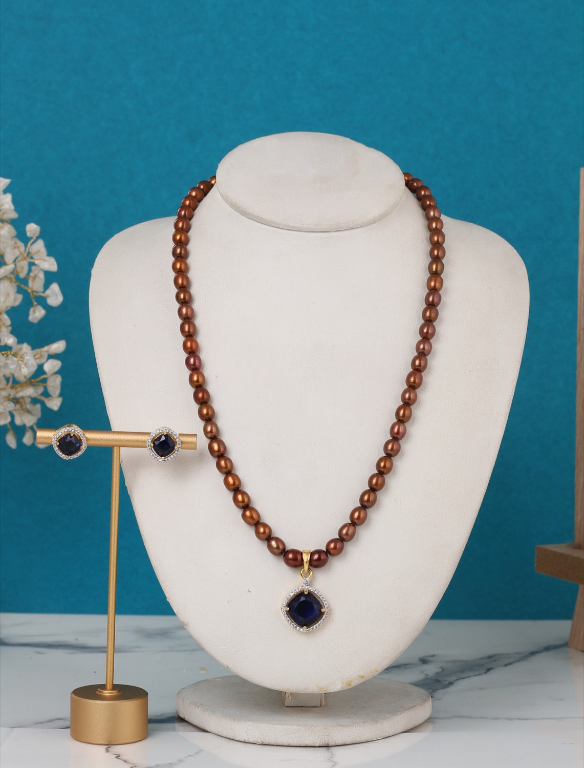 Real Pearls Coloured String Comes With Beautiful Small CZ Stone Pendant Set n Certificate(D.No ADPRLS3223)
