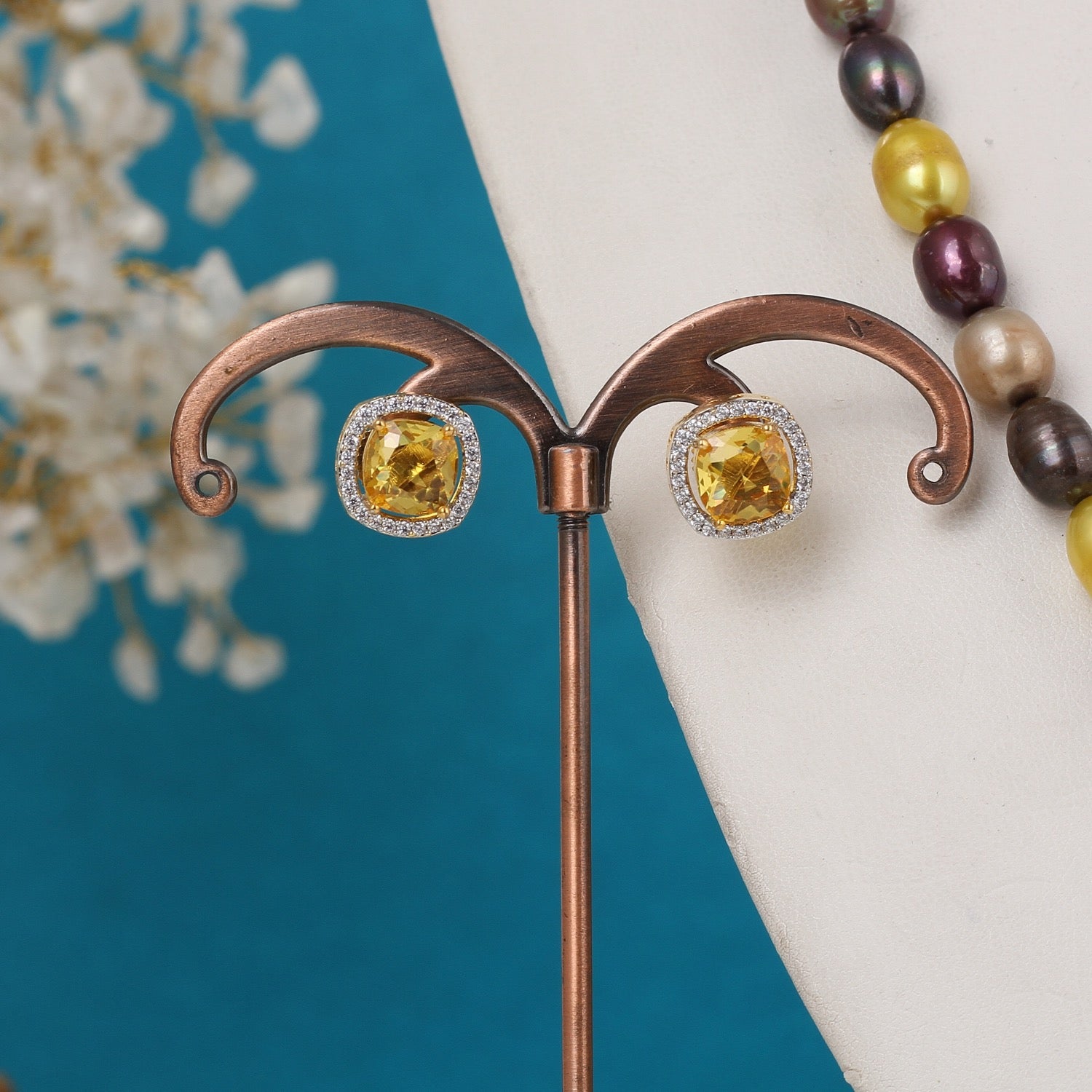 Real Pearls Coloured String Comes With Beautiful Small CZ Stone Pendant Set n Certificate(D.No ADPRLS3224)