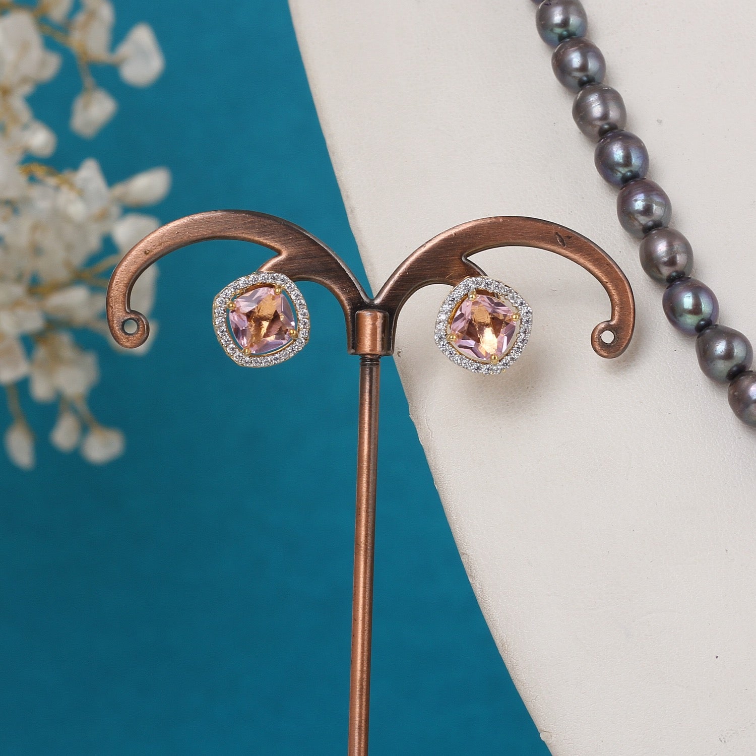 Real Pearls Coloured String Comes With Beautiful Small CZ Stone Pendant Set n Certificate(D.No ADPRLS3226)