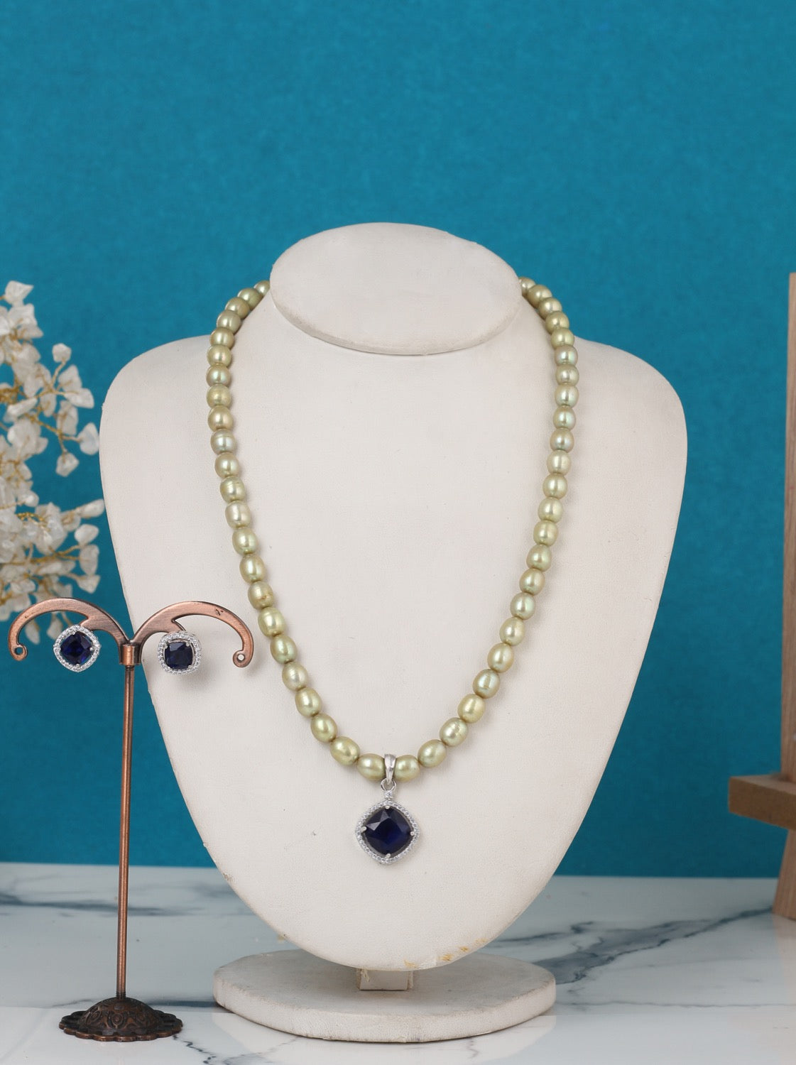 Real Pearls Coloured String Comes With Beautiful Small CZ Stone Pendant Set n Certificate(D.No ADPRLS3228)