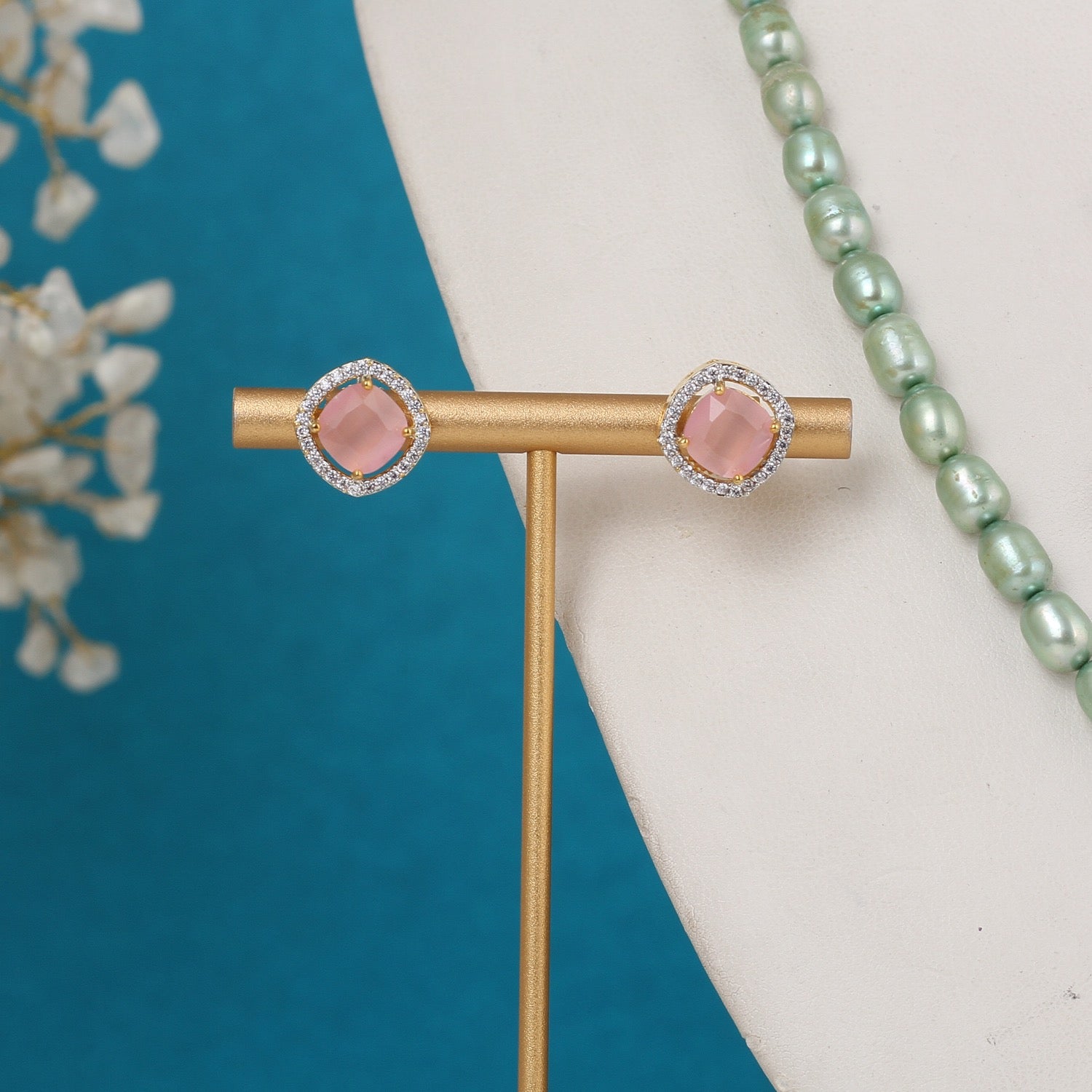Real Pearls Coloured String Comes With Beautiful Small CZ Stone Pendant Set n Certificate(D.No ADPRLS3229)
